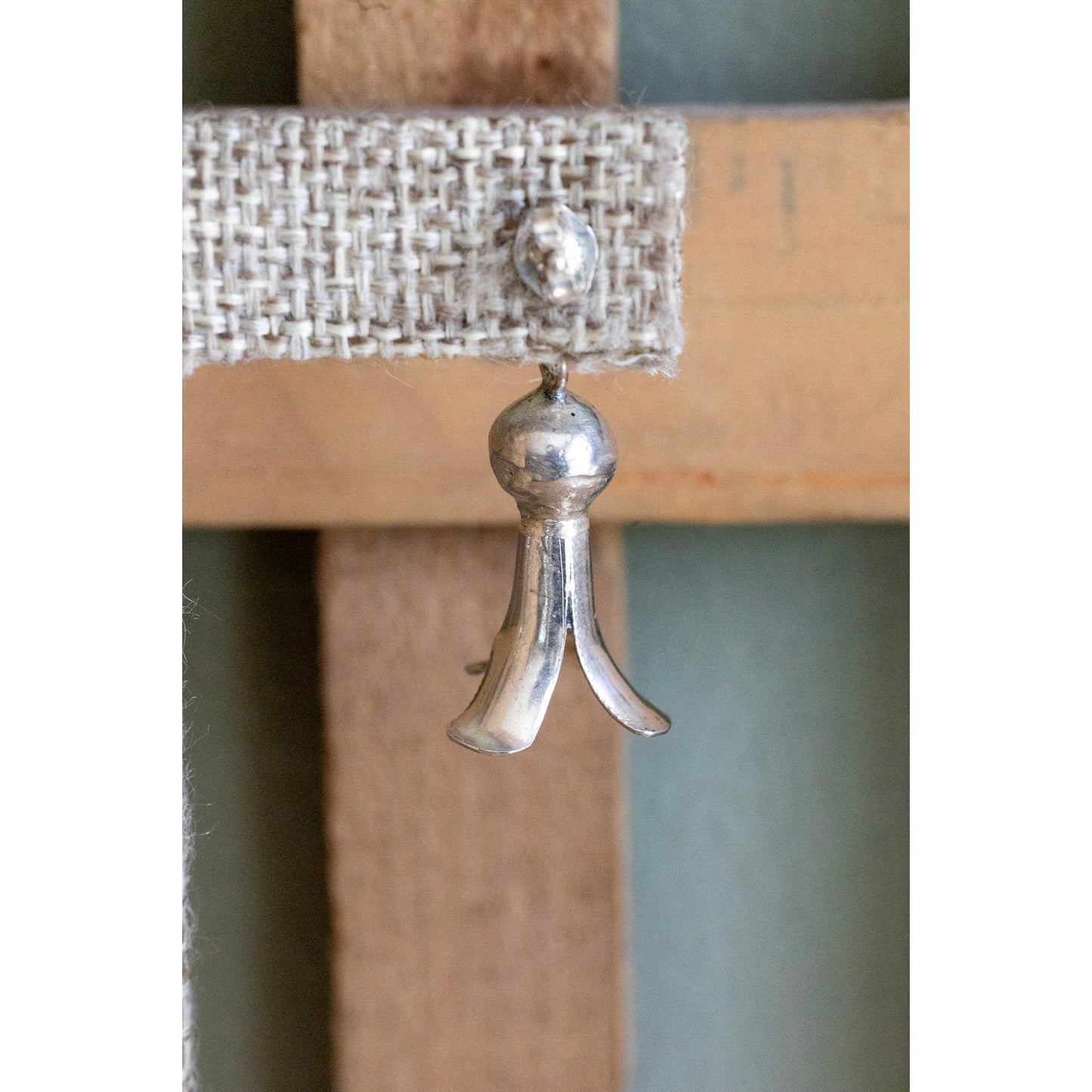 Vintage Sterling Silver Navajo Sterling Silver Squash Blossom Earrings