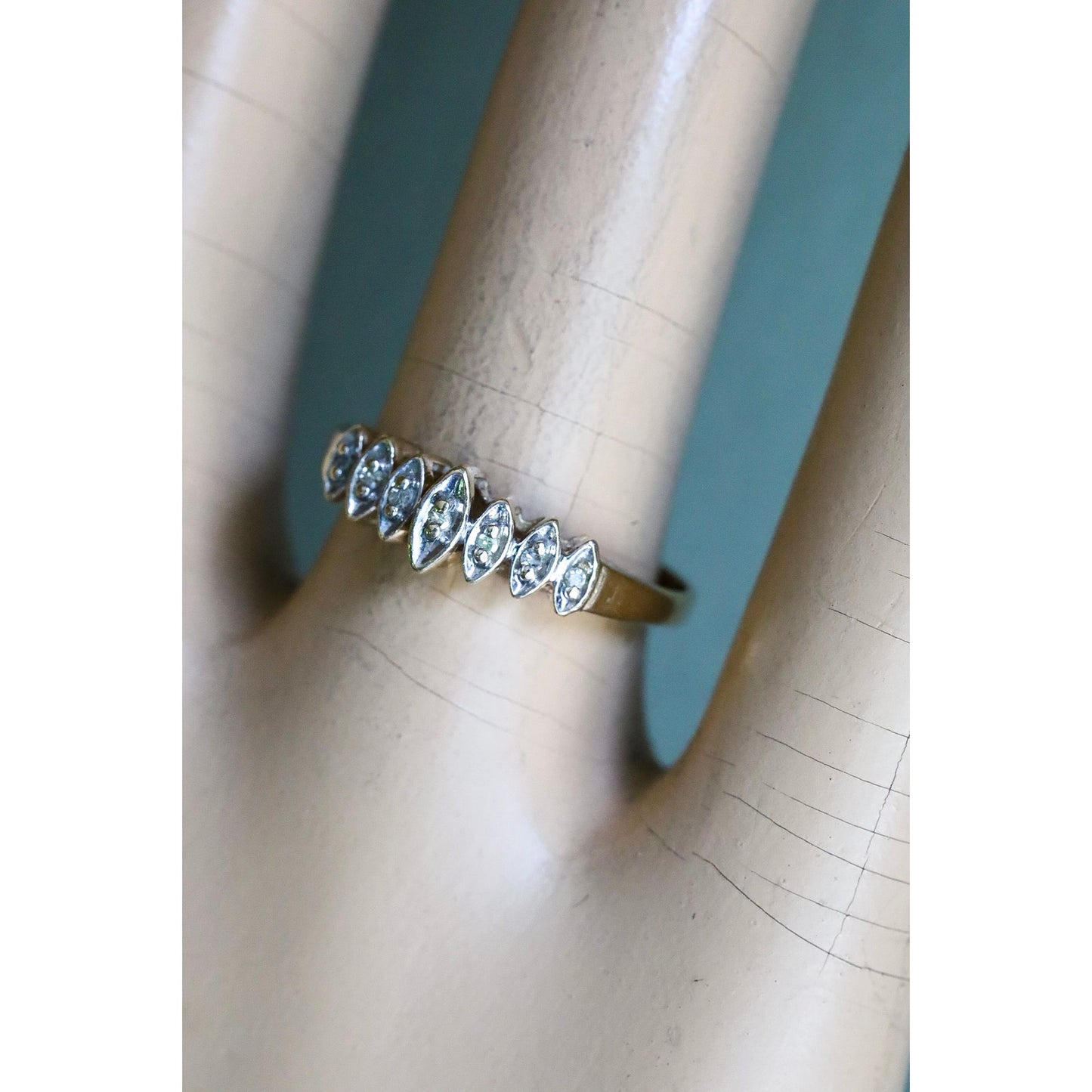c1970 14K Yellow Gold Marquis Diamond Ring
