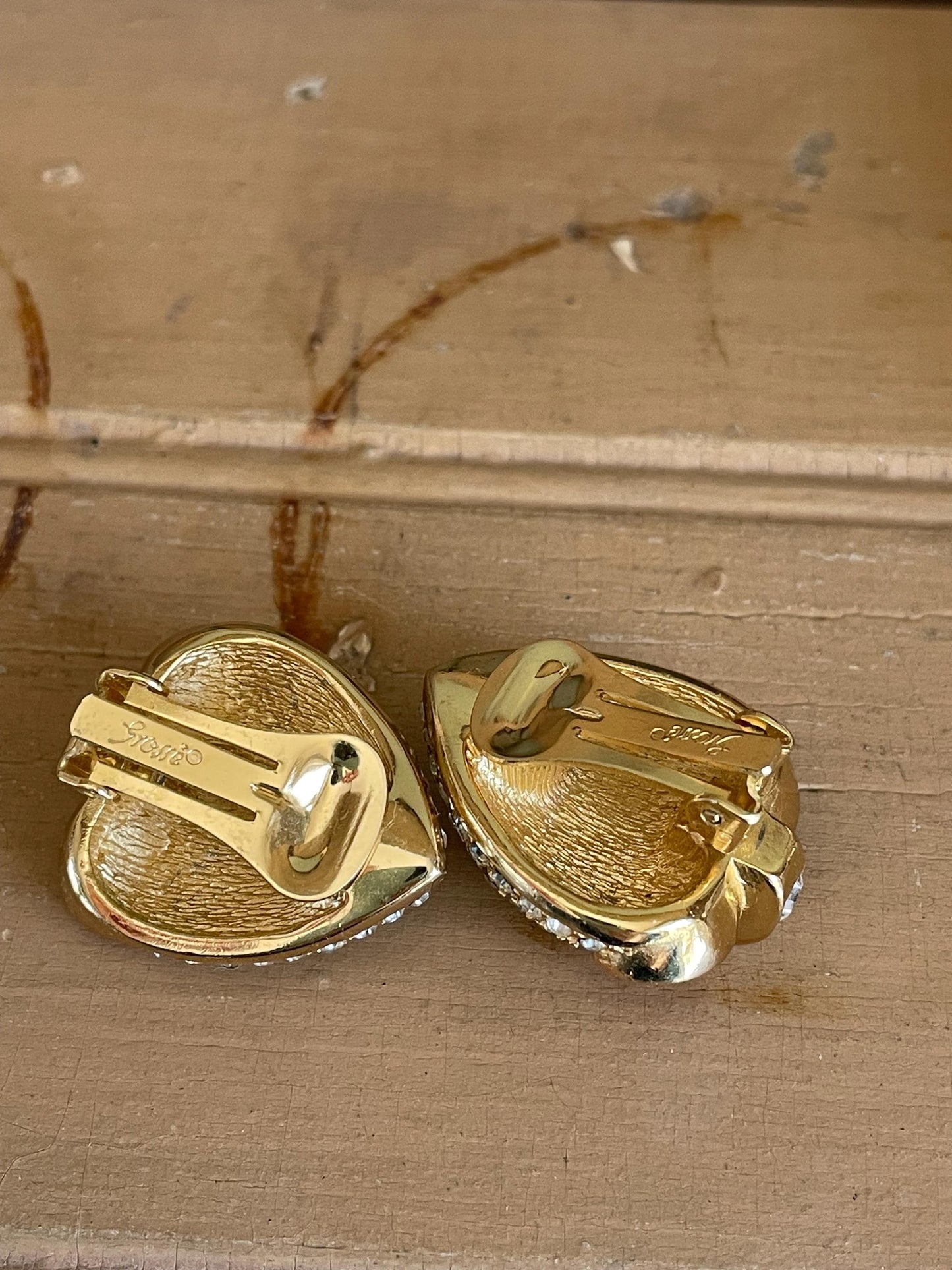 Christian Dior GROSSE 1960 Glass Ruby Sapphire Emerald Designer Clip Earrings