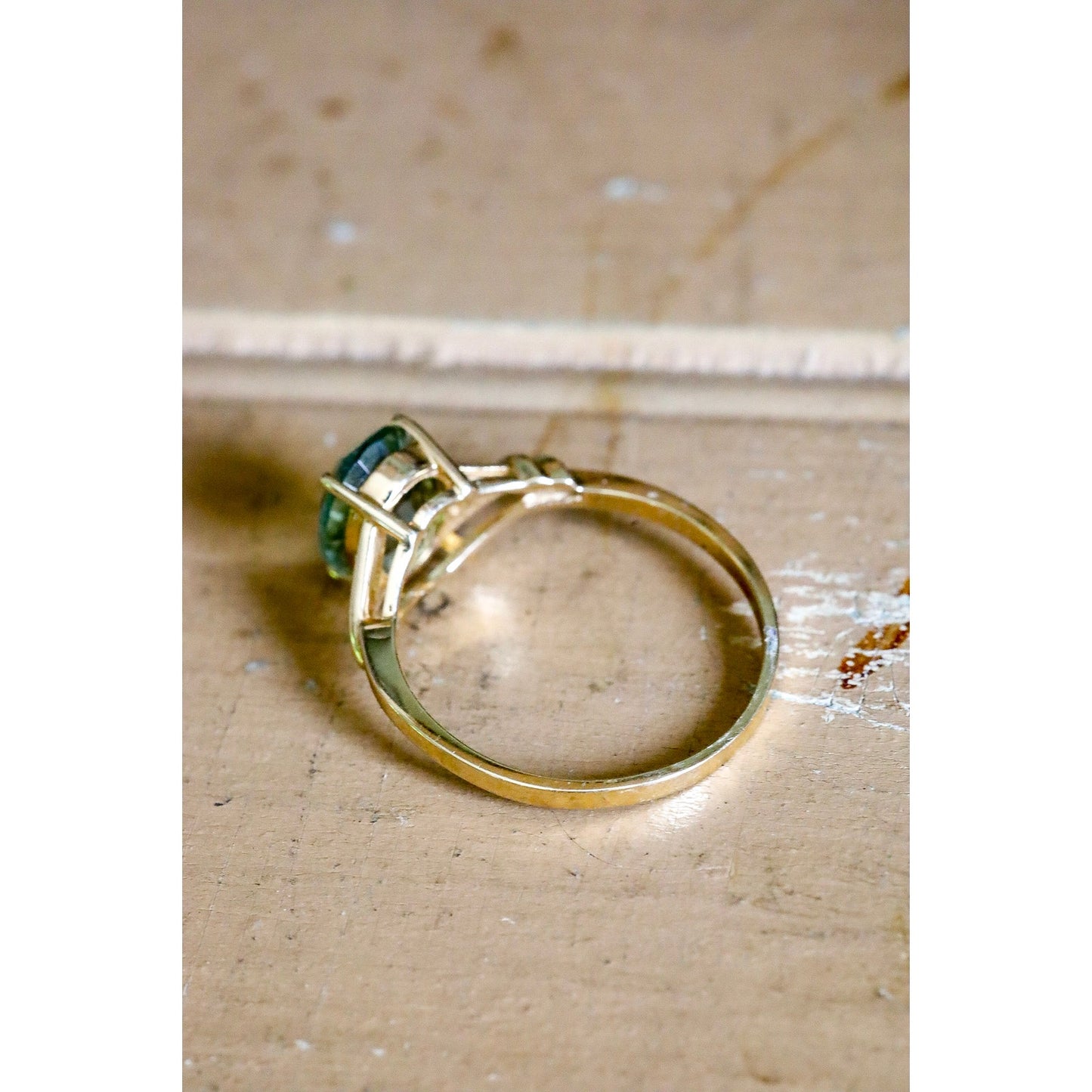 14K Yellow Gold Prasiolite Green Amethyst Ring