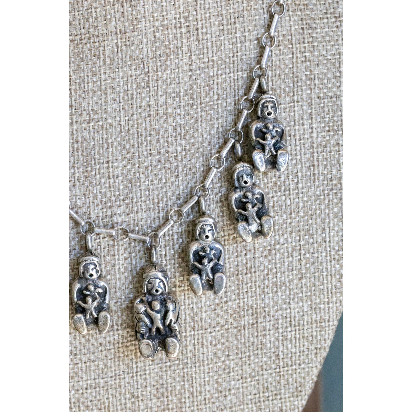 Carol Felley Native American Navajo Sterling Silver Storyteller Necklace