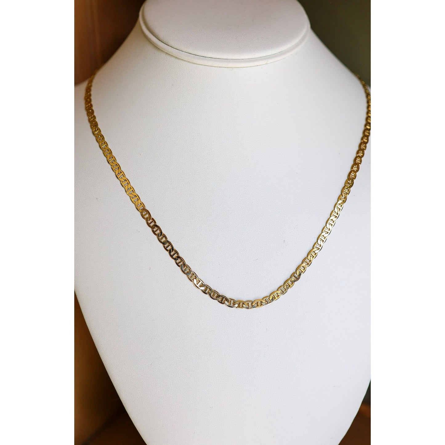Vintage Solid 14K Yellow Gold Mariner Link Necklace 20" Length