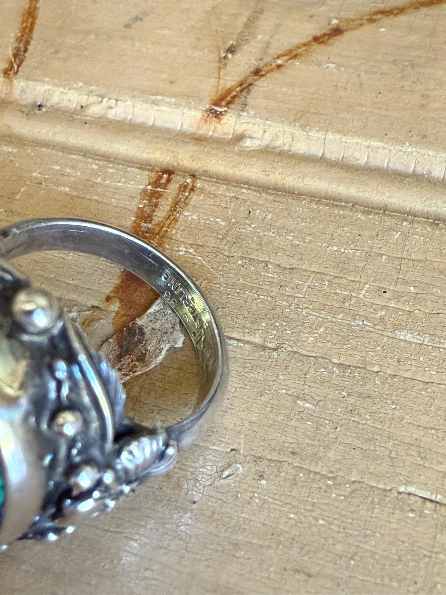 Vintage Sterling Silver Azurmalachite Arts and Crafts Style Ring