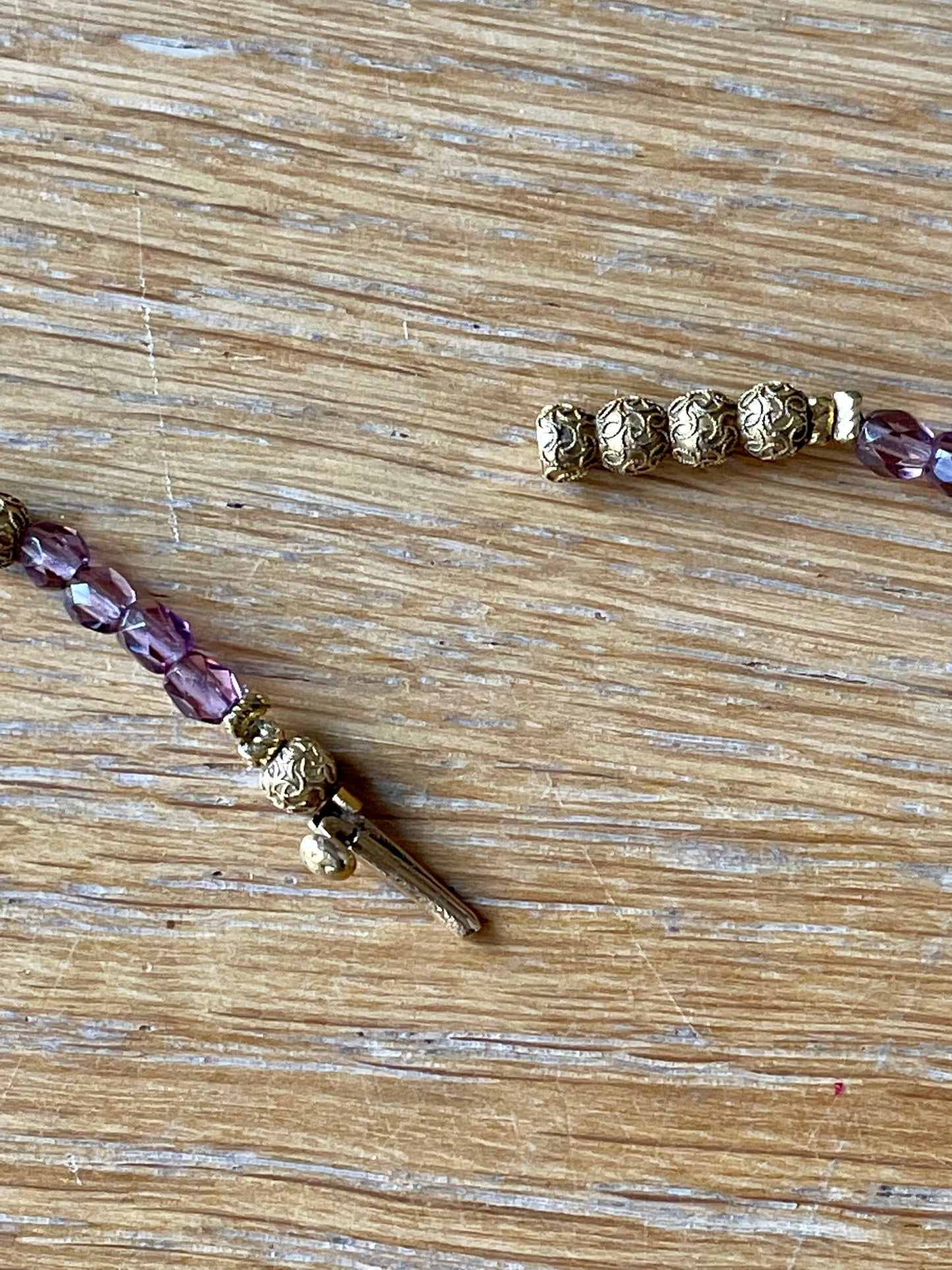 14K Yellow Gold Amethyst Etruscan Revival Bead and Amethyst Bead Necklace