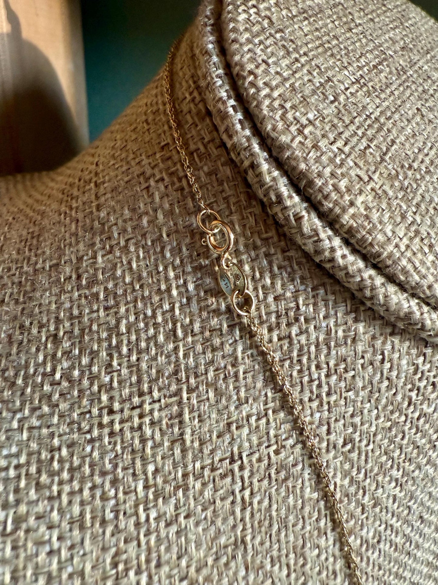 Custom Designed Natural Emerald and Diamond 18K Pendant on a 14K Yellow Gold Chain