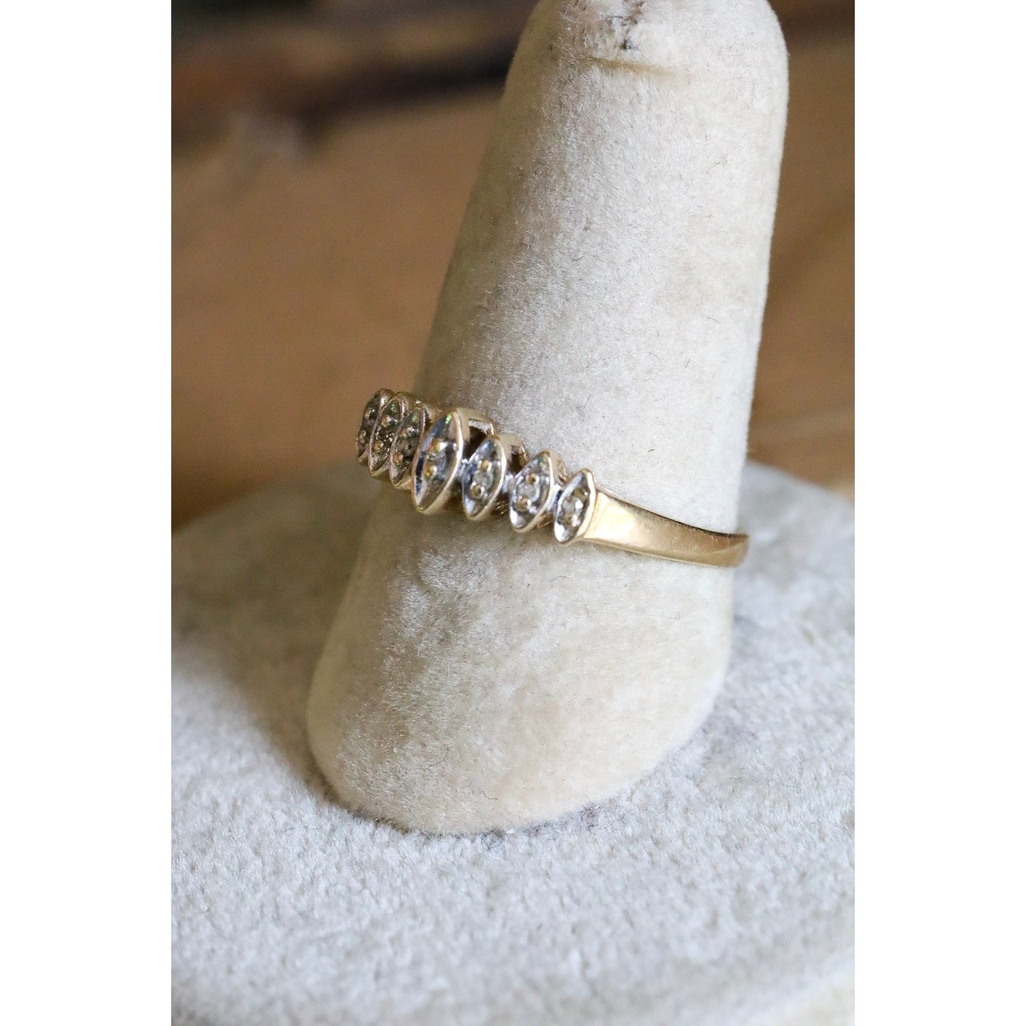 c1970 14K Yellow Gold Marquis Diamond Ring
