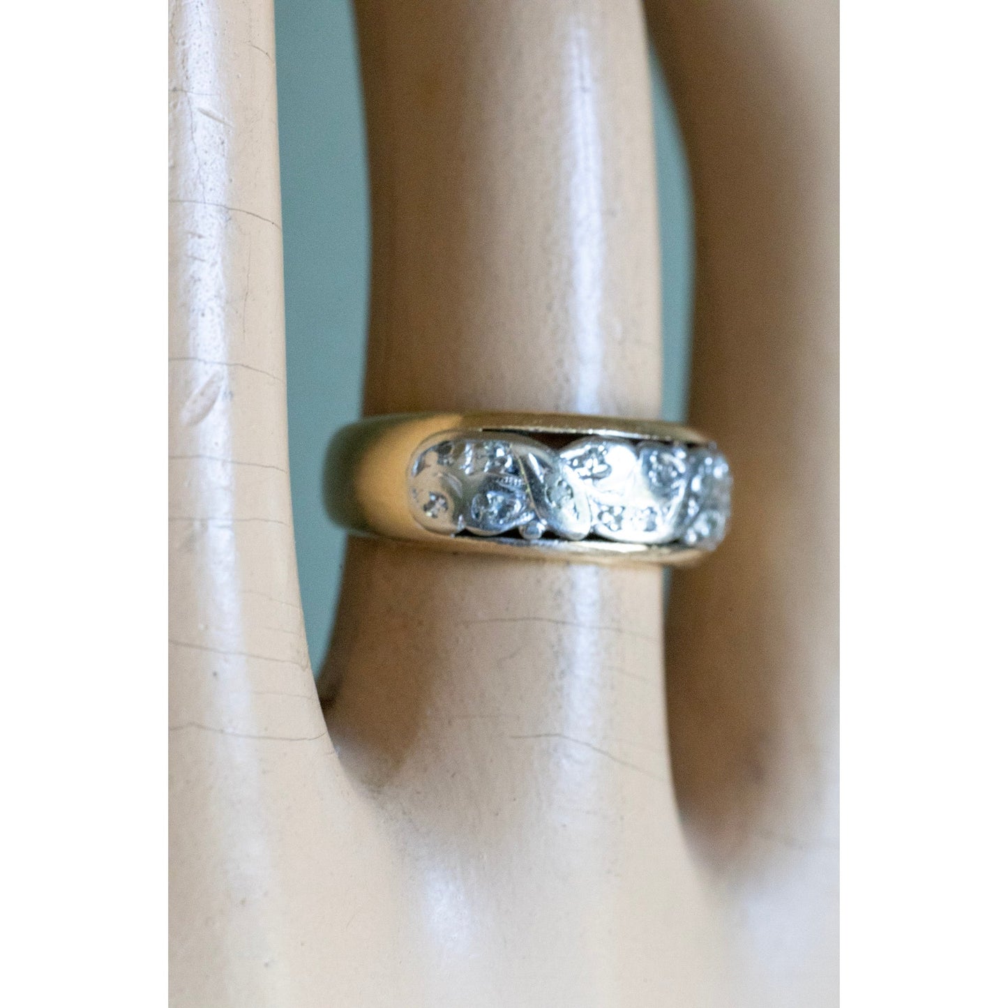 1940-1950's 14K Yellow and White Gold Diamond Band