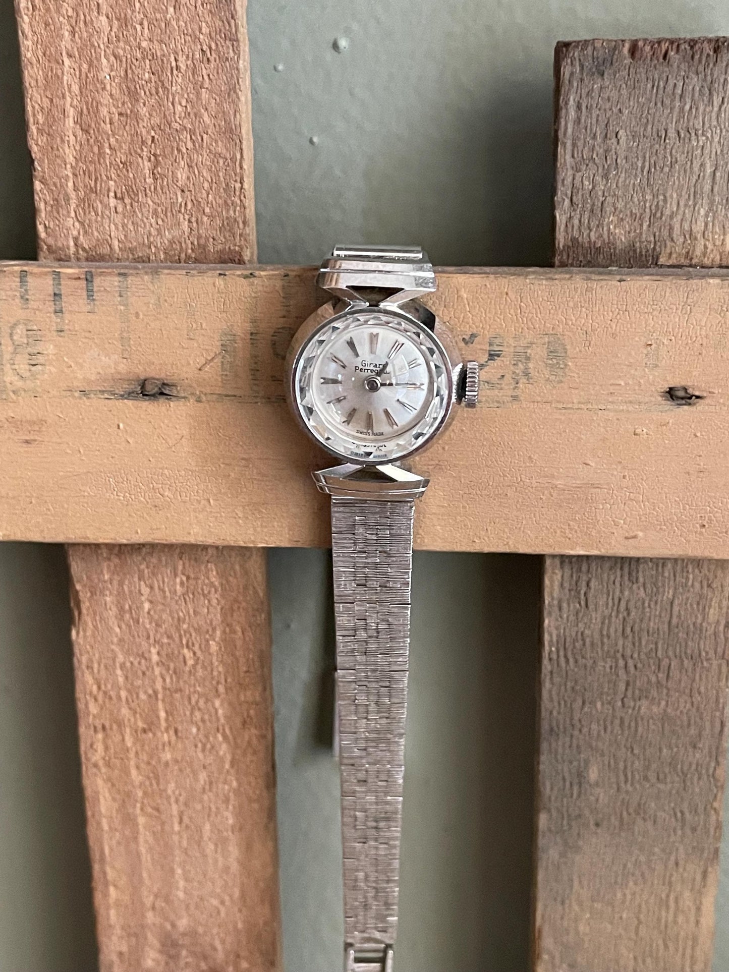Mid Century 1950's Cocktail 18K White Gold Girard Perregaux Ladies Wrist Watch