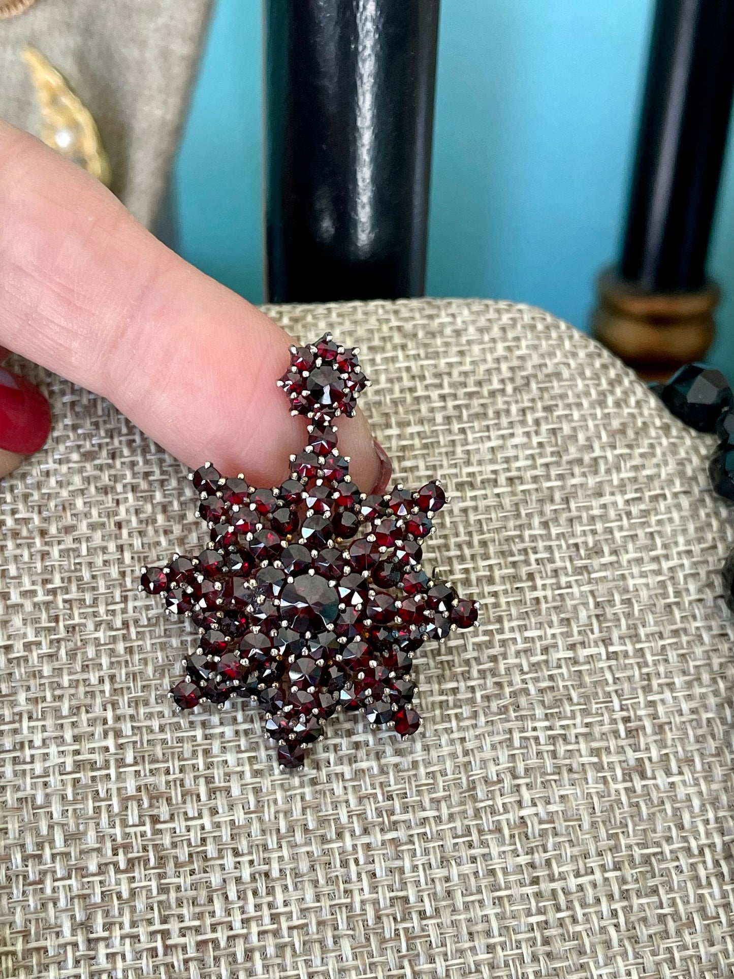 Antique Bohemian Cut Garnet Brooch Pendant