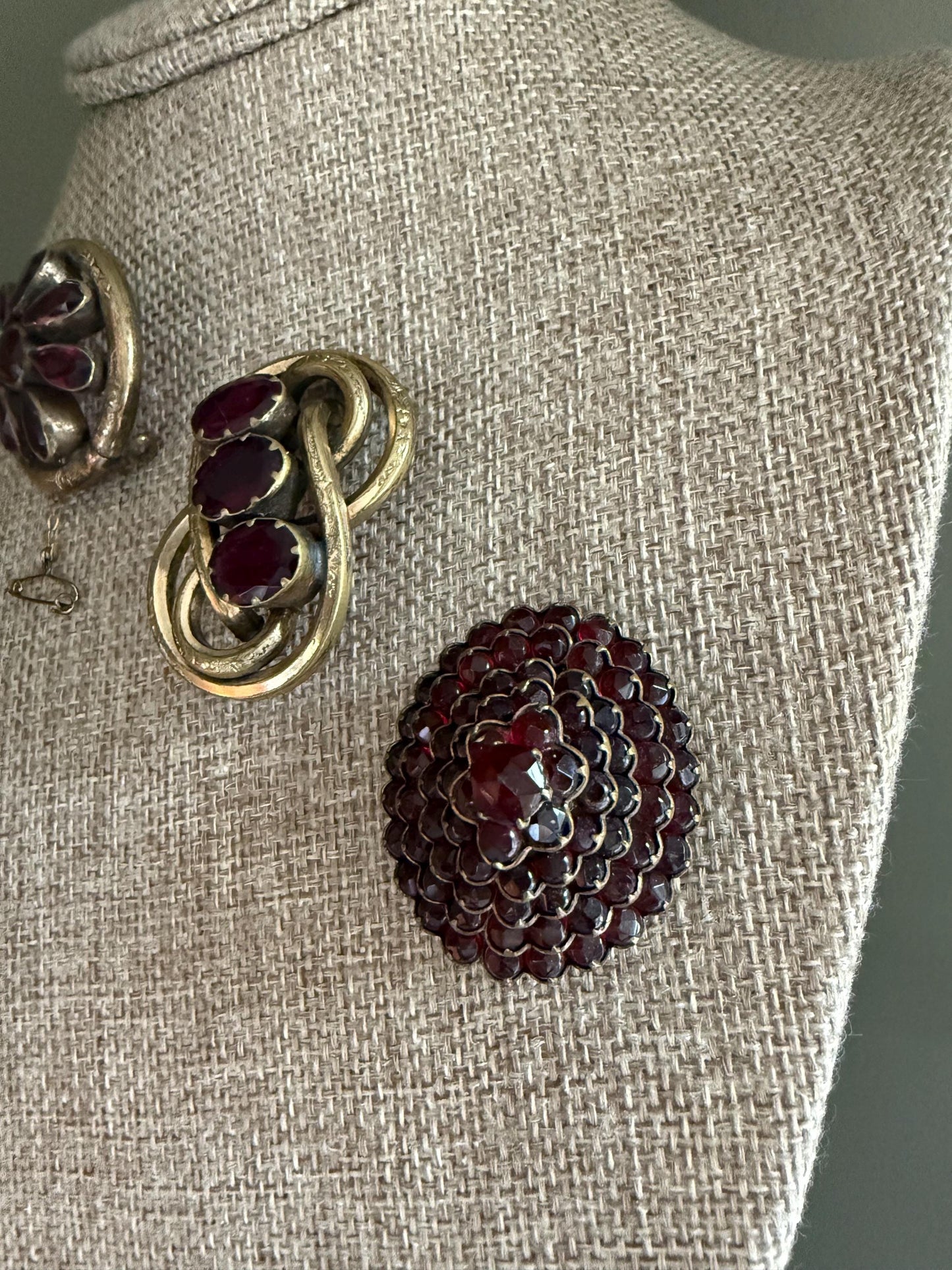 Pick an Antique Victorian Glass Garnet Brooch!