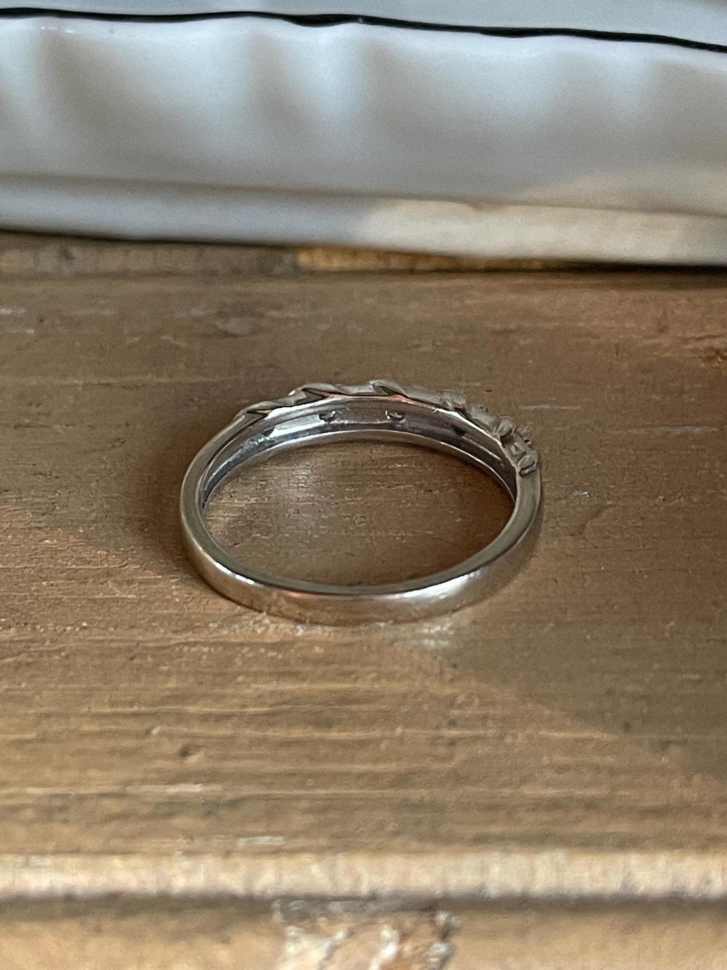 10K Yellow and White Gold Diamond Swirl Band / Stacking Ring