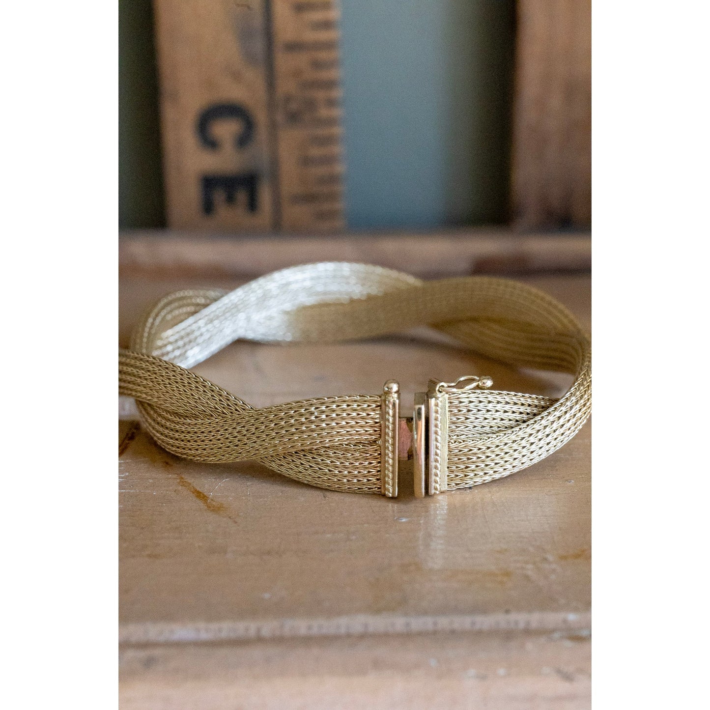 A Vintage 14K Yellow Gold Italian Woven Bracelet
