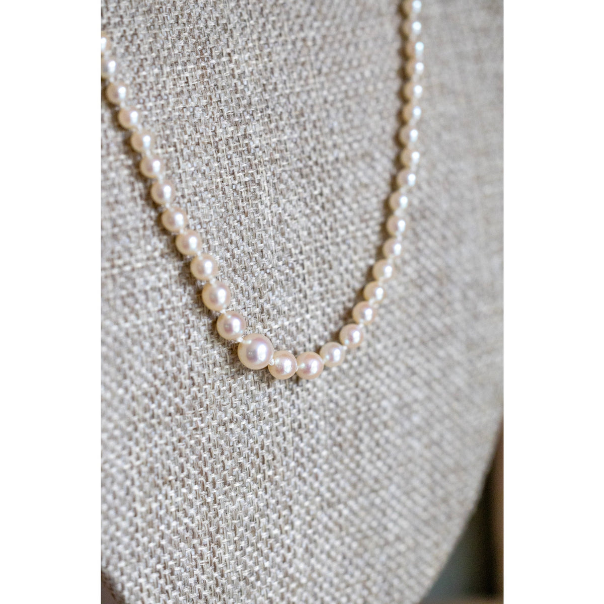 c1930-1940 Graduated Cultured Pearl Strand Necklace with 14K White Gold Clasp