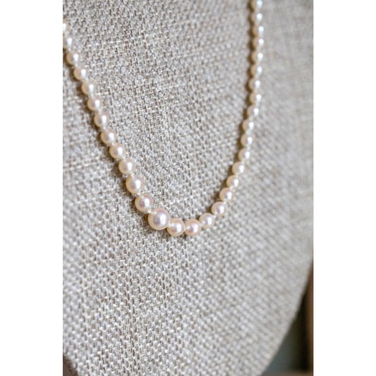 c1930-1940 Graduated Cultured Pearl Strand Necklace with 14K White Gold Clasp