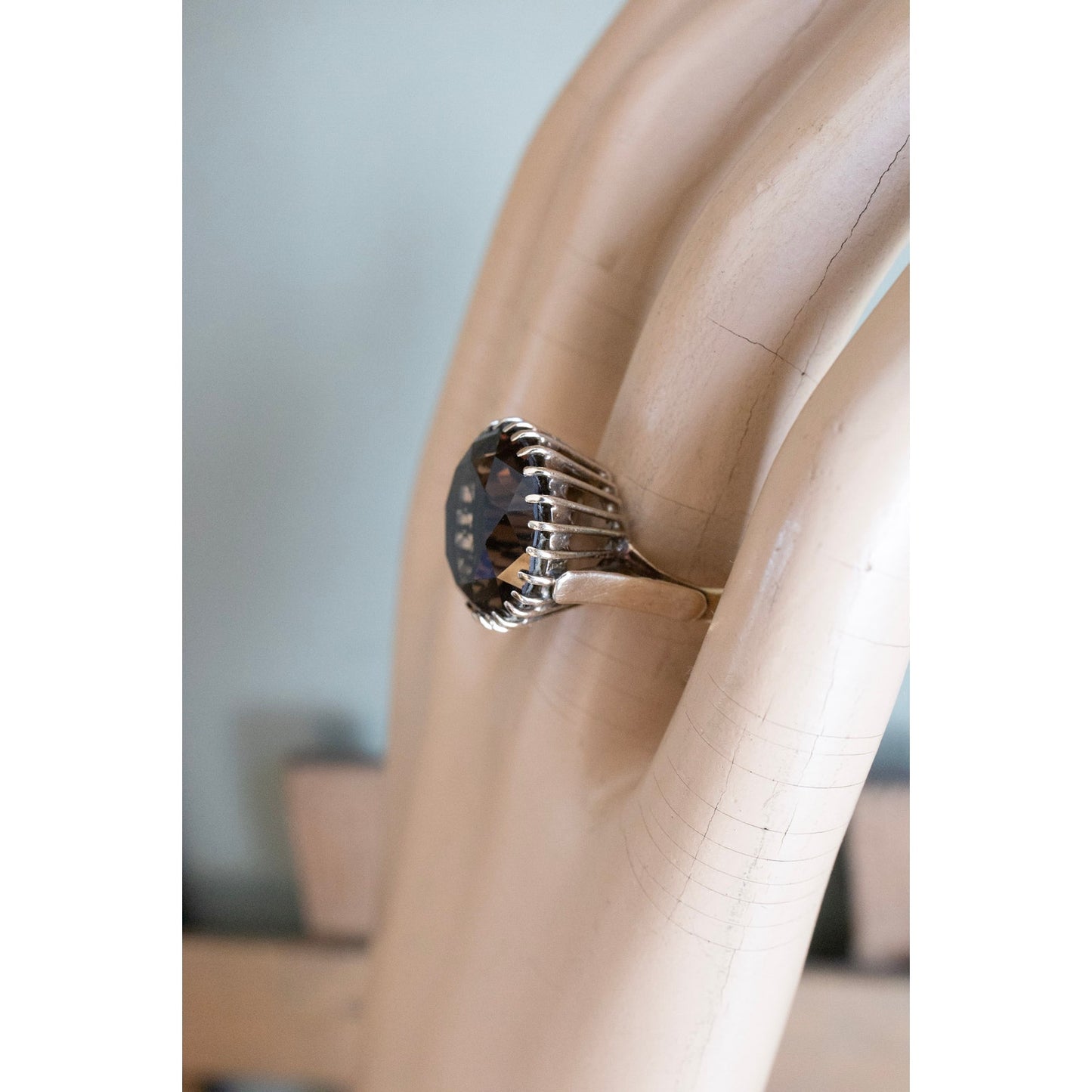 Vintage 1960's 14K Yellow Gold Smoky Quart Statement Ring