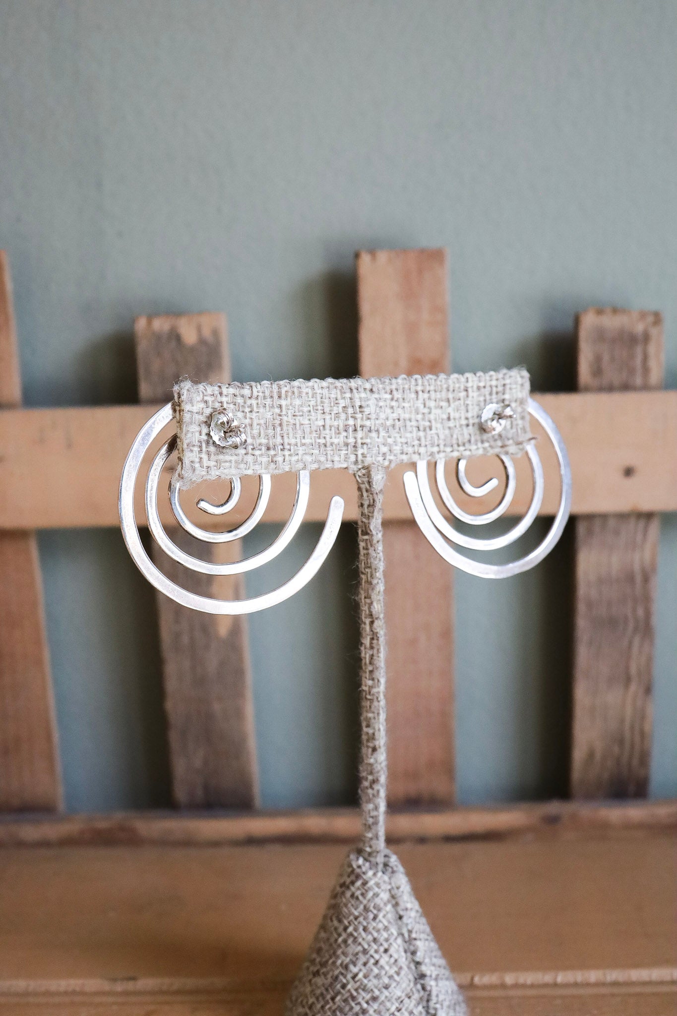 Vintage Sterling Silver Silversmith Ed Levin Spiral Earrings