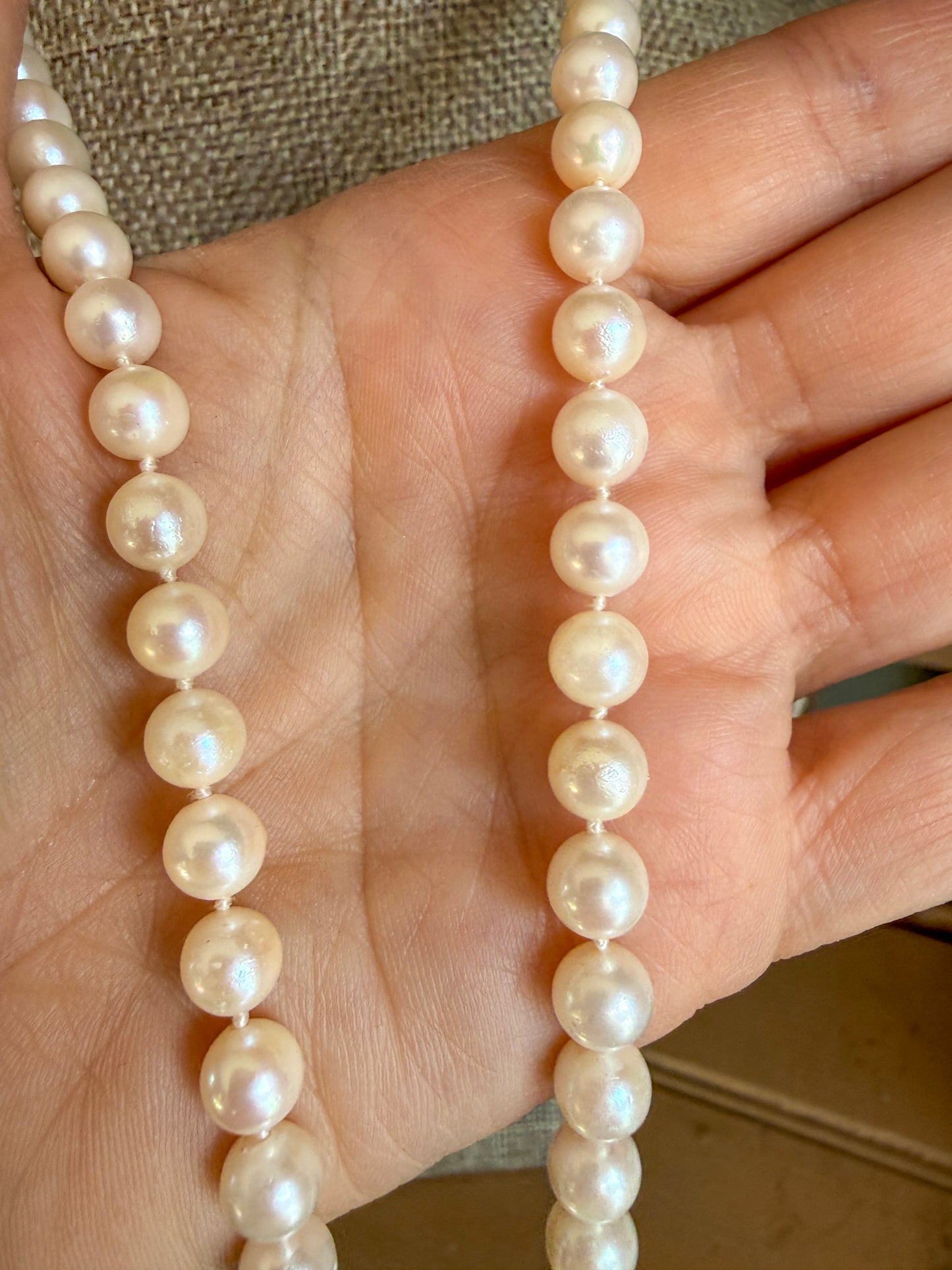 Vintage 14K White Gold Seaborne Cultured Pearl Strand 30 Inches