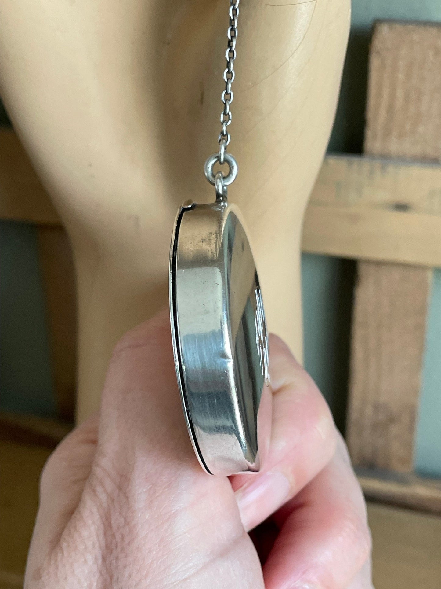 Antique Sterling & 14K Rose Gold Compact - Engine Turned Design