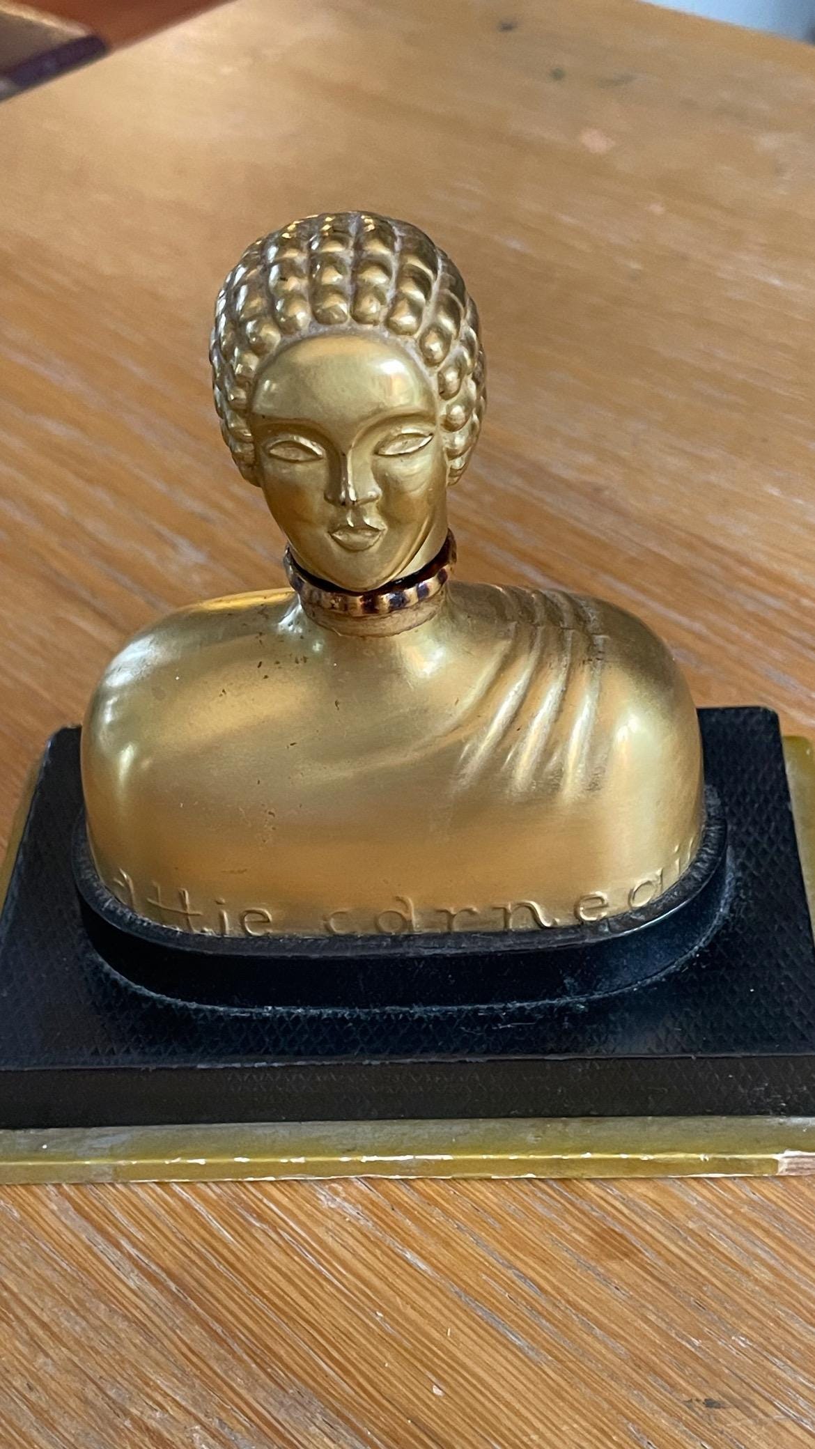 Art Deco Hattie Carnegie Figural Golden Perfume Bottle