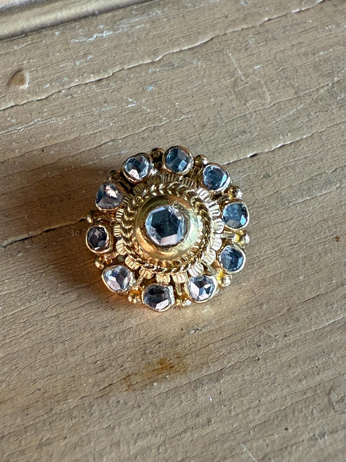 18k Yellow Gold Antique 18th Early 19th Century Table / Rose Cut Diamond Pendant