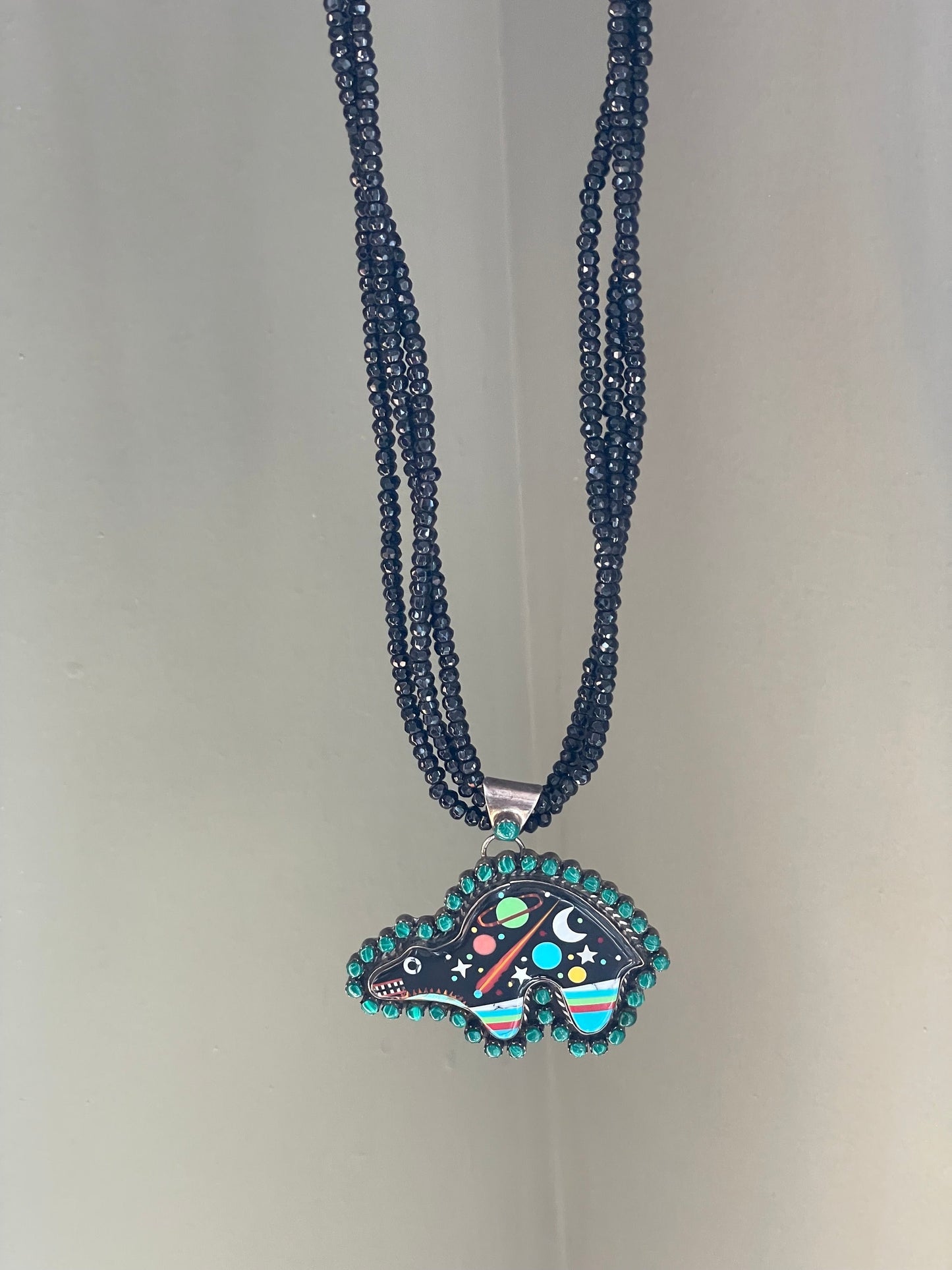 A Rare Vintage Sterling Silver Story Bear Necklace by Sheila Vandever