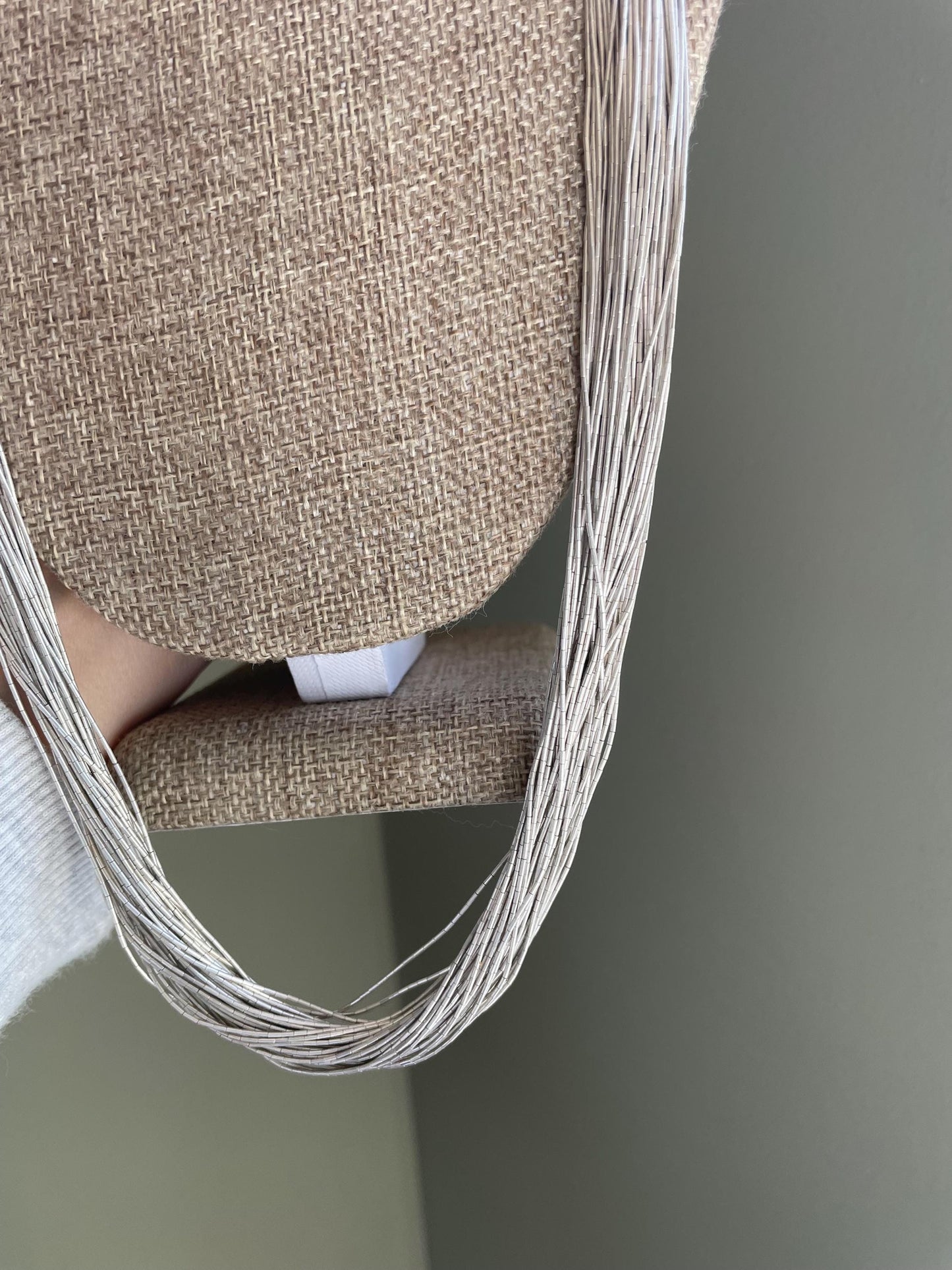 Vintage Native American Liquid Sterling Silver Heshi Necklace 50 Strands