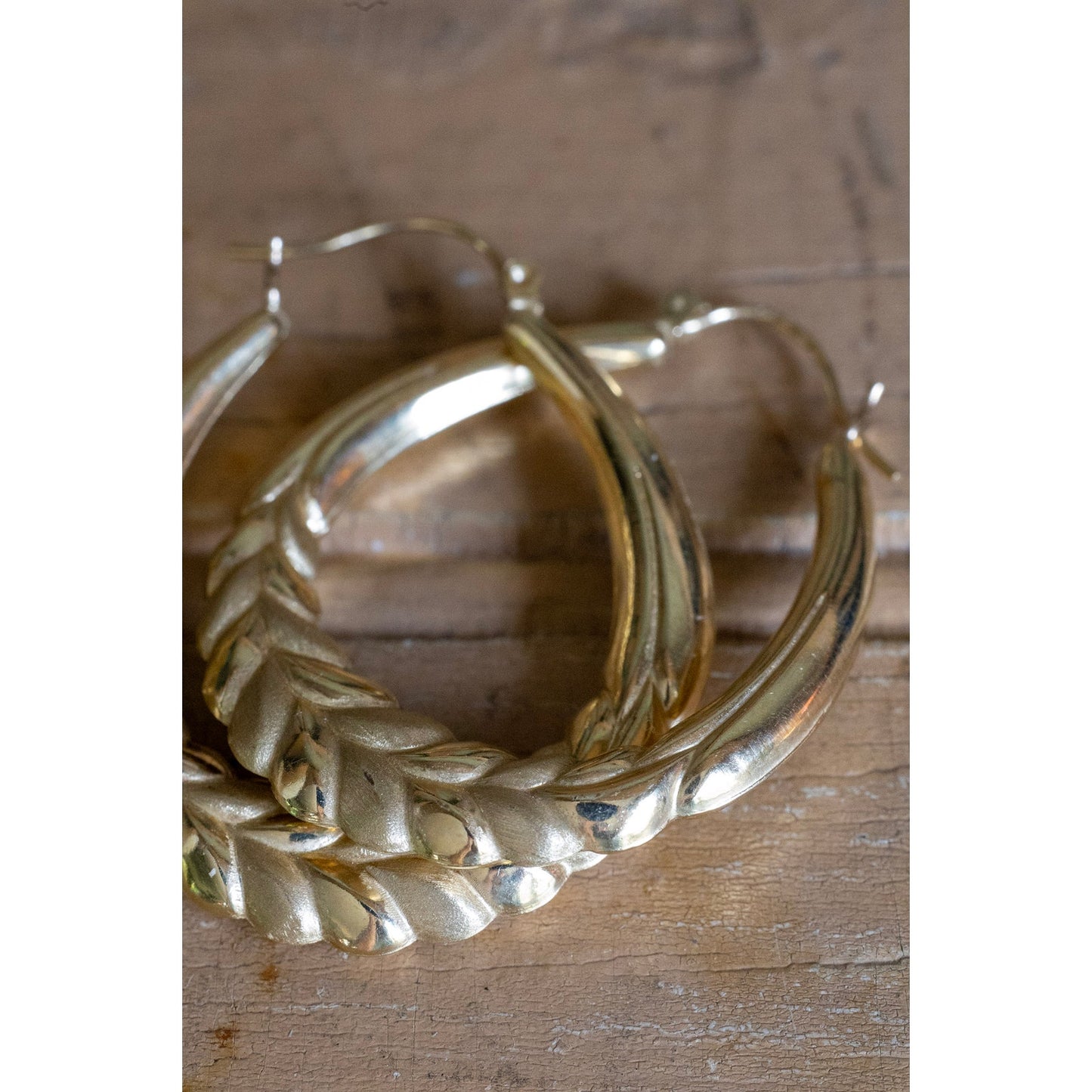 Vintage 14K Yellow Gold Large Oval Hoops