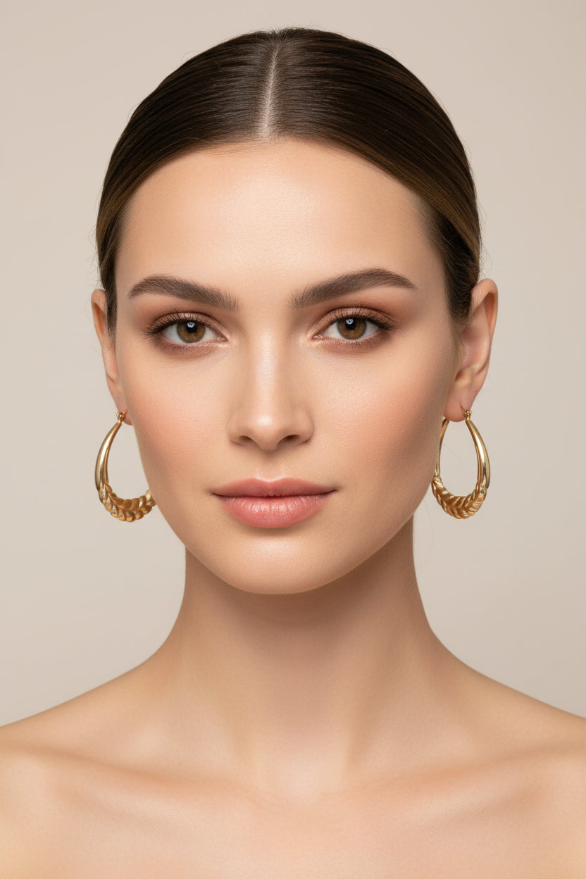 Vintage 14K Yellow Gold Large Oval Hoops