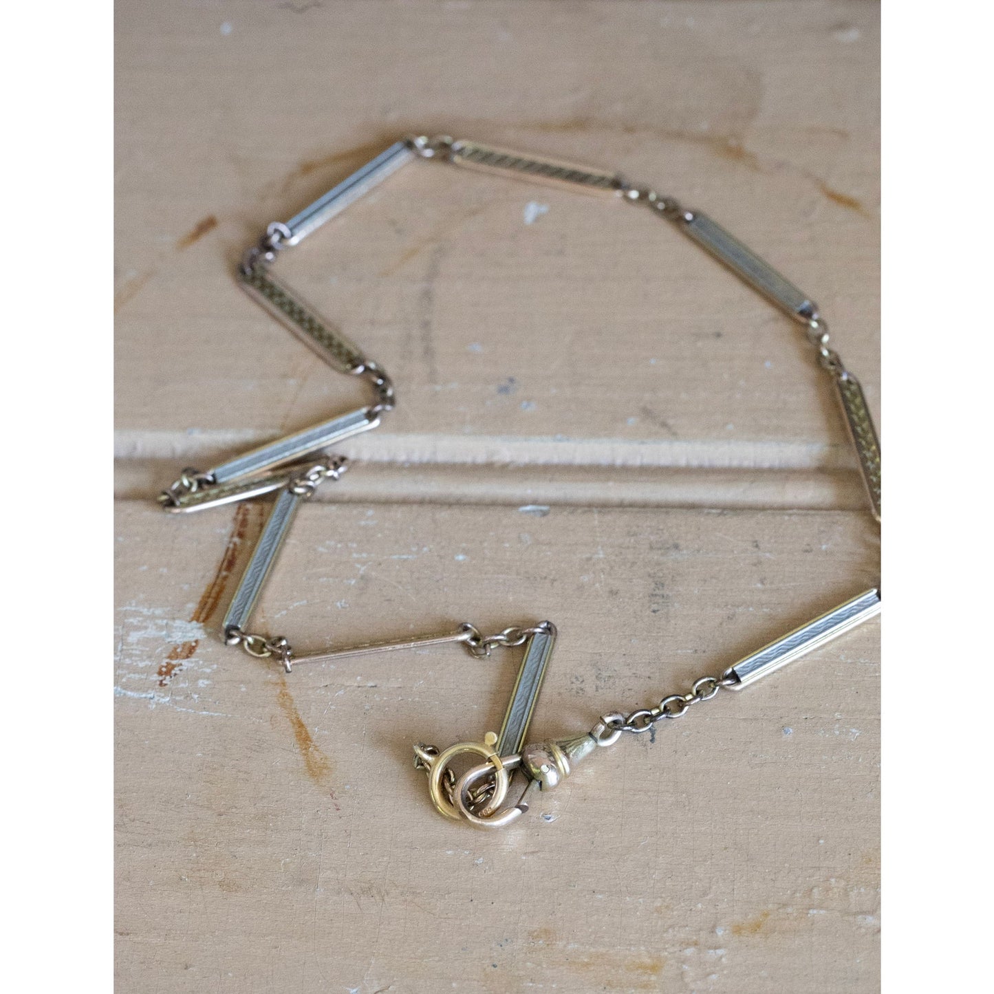 C1910 Gold and Silver Link Watch Chain Necklace