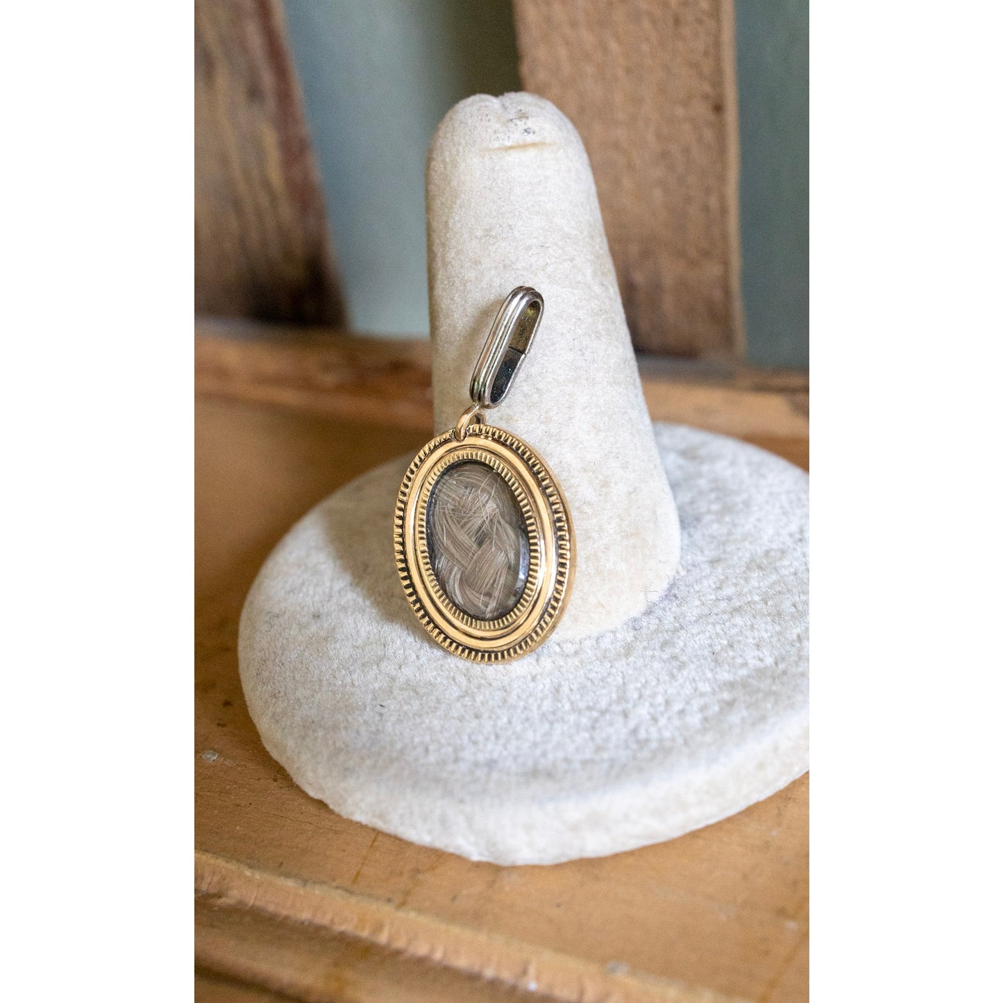 Antique Gold Filled Victorian Hairwork Pendant