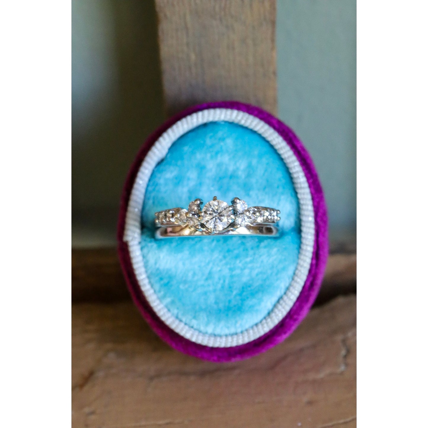 Vintage 14K White Gold .50 Solitaire Natural Diamond with 14K White Gold Diamond Enhancer