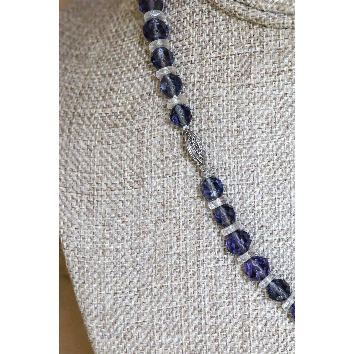 c1930-40 Cut Crystal Iolite Bead Necklace