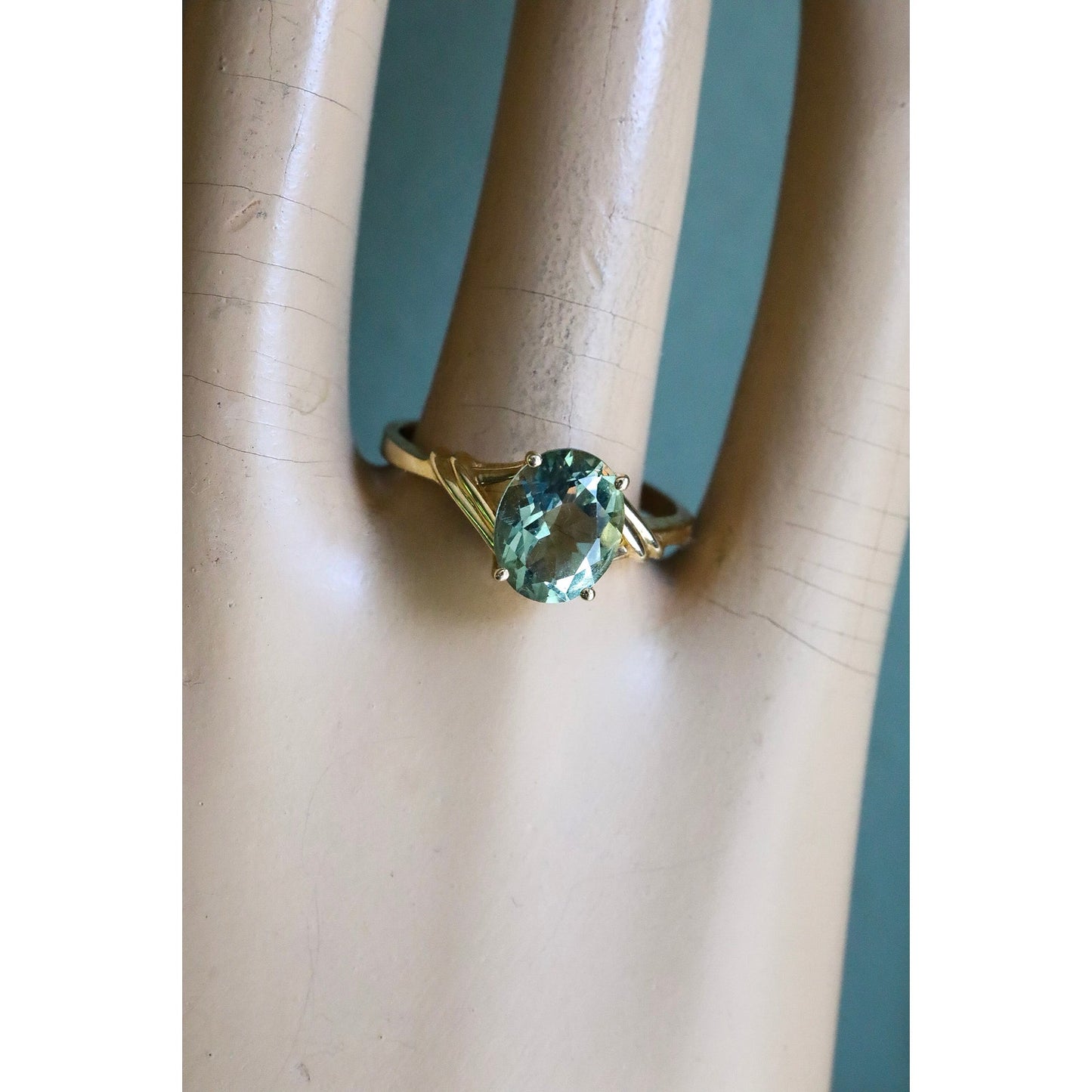 14K Yellow Gold Prasiolite Green Amethyst Ring