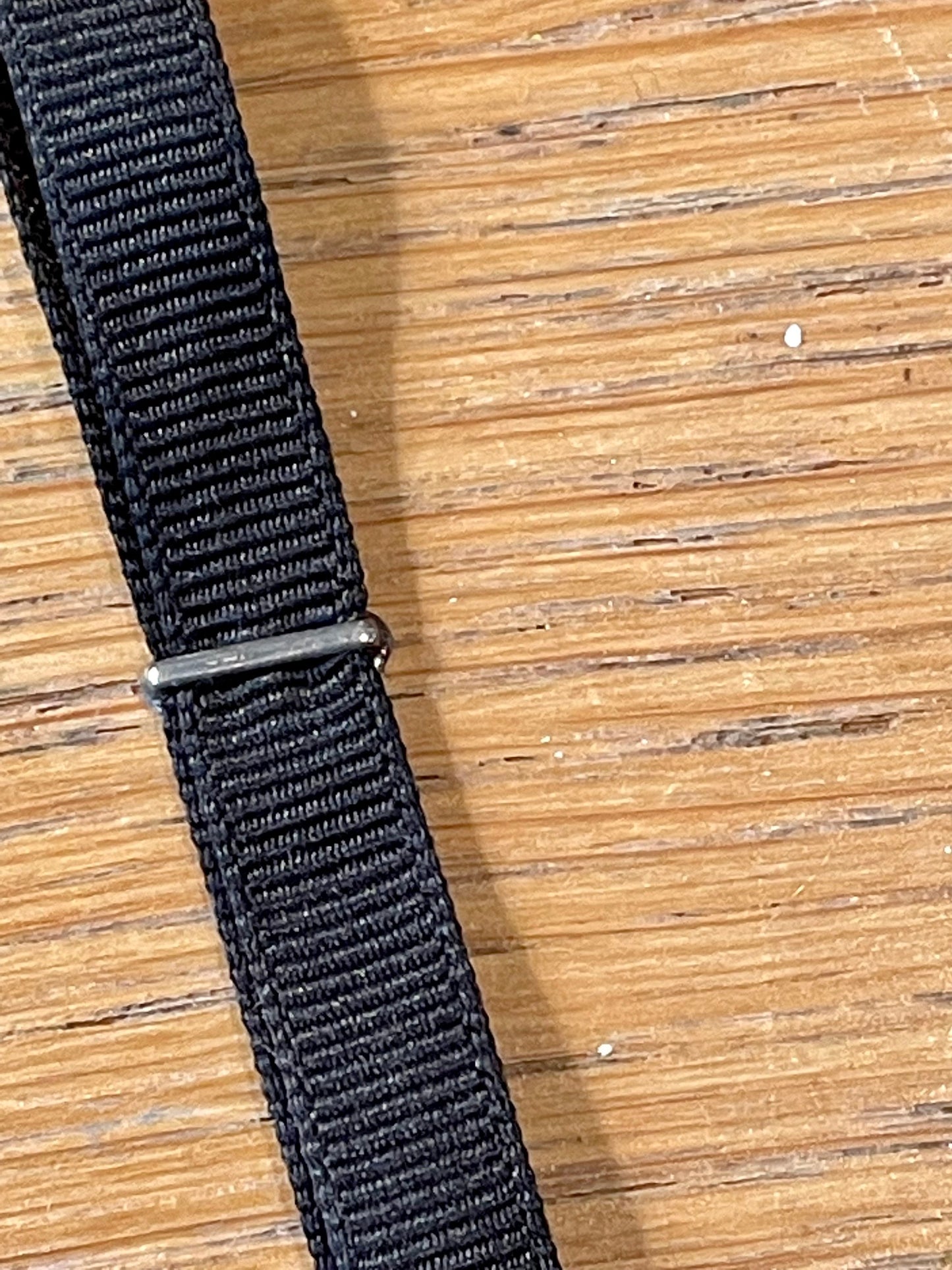 c1915 Edwardian Grossgrain Necklace with Sterling Silver Fleur De Lis Slide