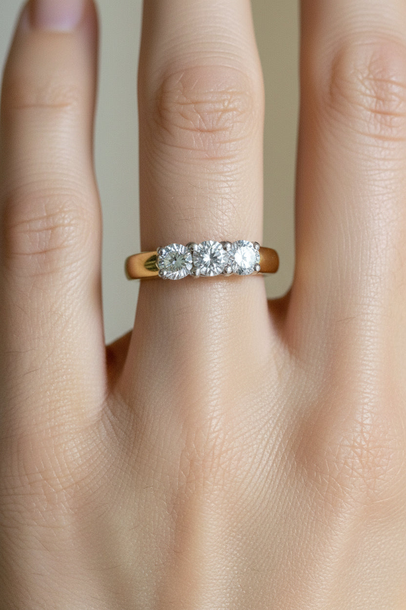 18K Yellow and White Gold Natural Diamond Ring