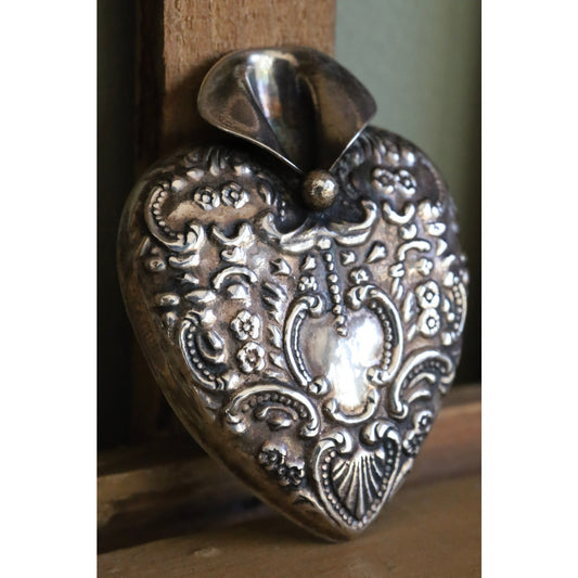 Sterling Silver Tussie Mussie Flower Holder in a Heart Shape