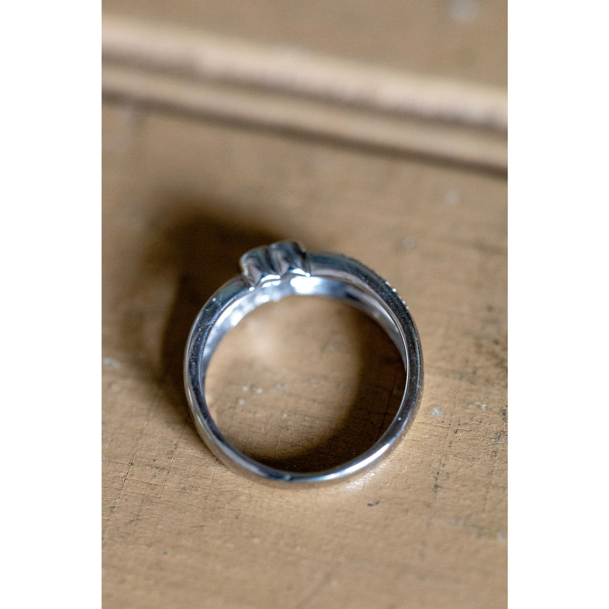 Sweet Vintage 10K White Gold Diamond Set Heart Ring