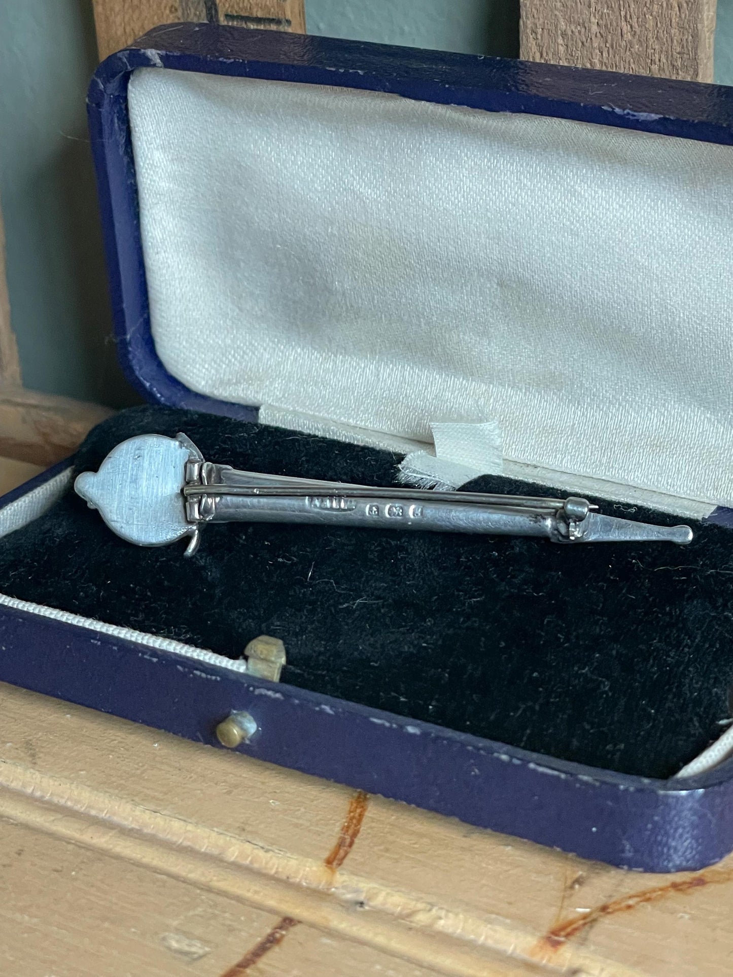 Antique Sterling Silver Scottish Claymore Sword Brooch 1906 Full Hallmarks