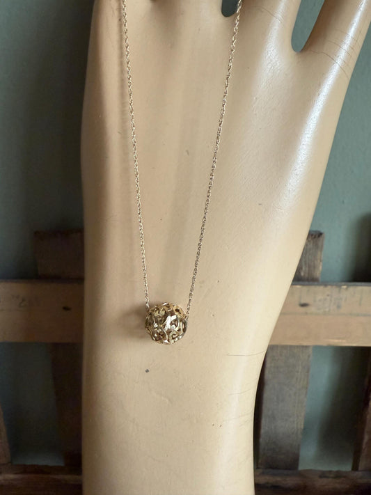 10K Yellow Gold Ball Pendants with Heart Cut Outs on 10K Yellow Gold Chain