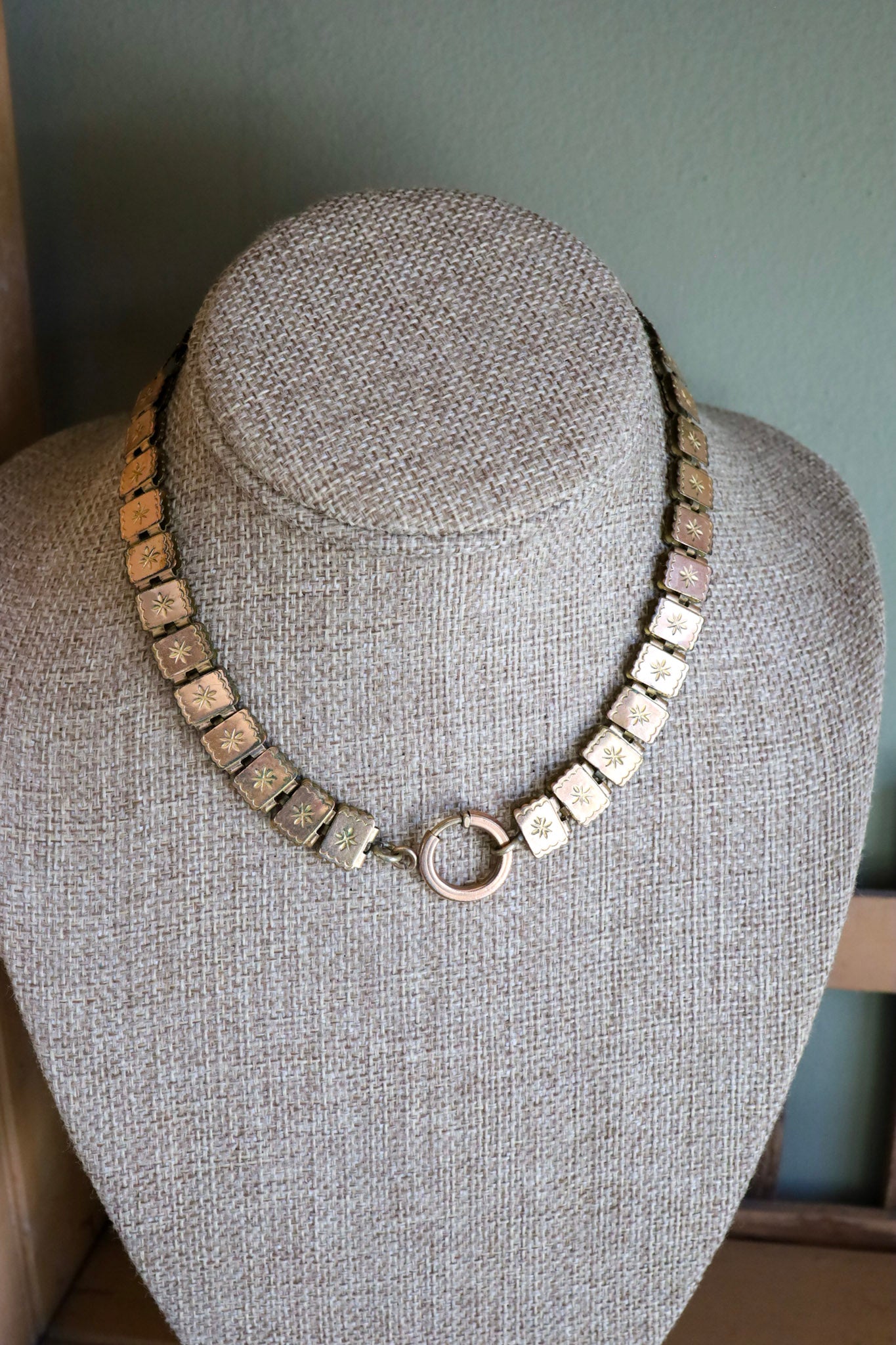 A Double Sided Gold Filled Victorian 1880's Bookchain with Huge Clasp to Add Pendant Charms