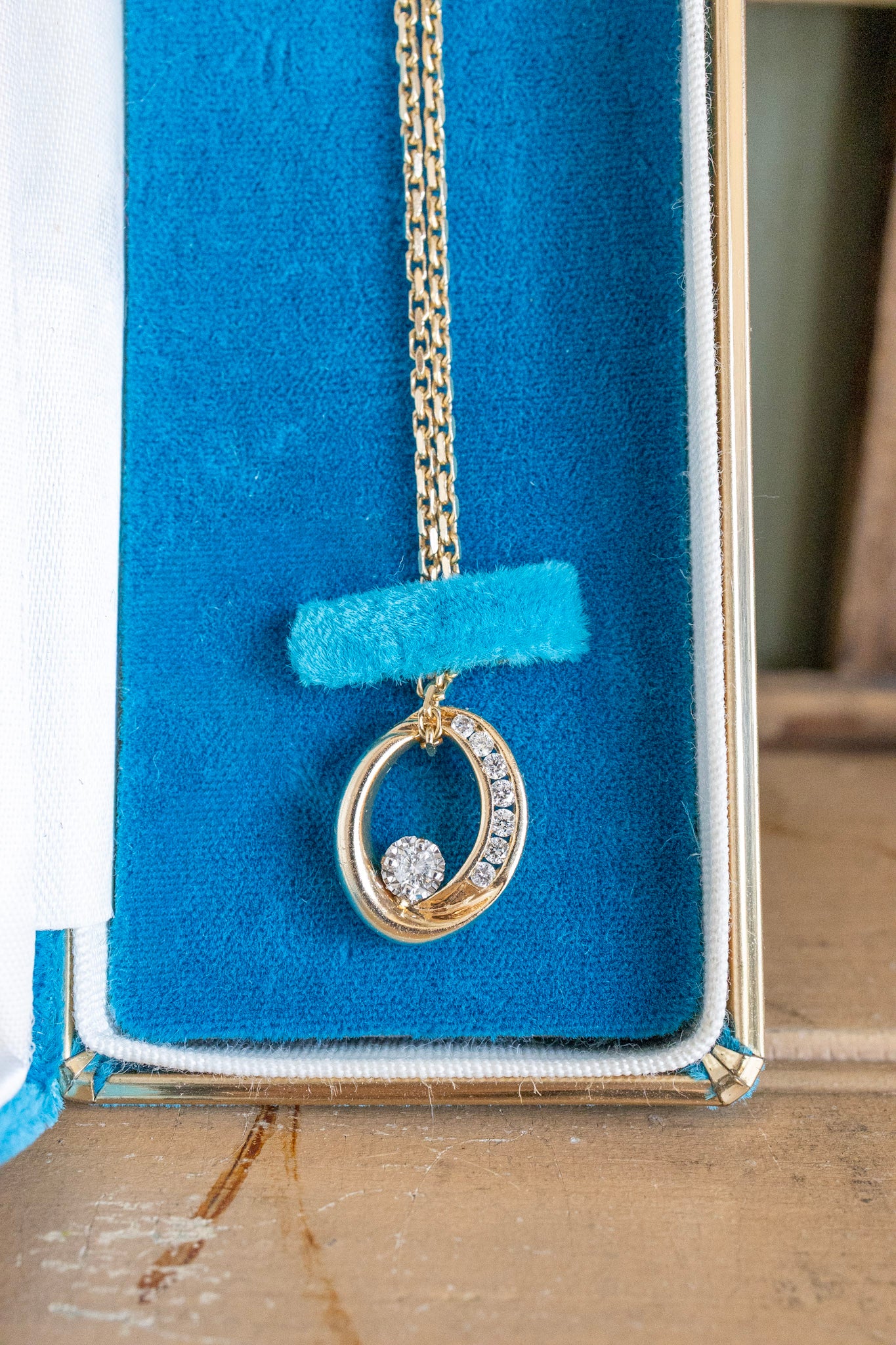 A Vintage 1980's 14K Yellow Gold Diamond Pendant With Optional 14K Chain