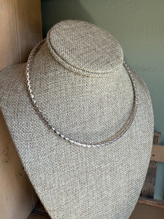Vintage Milor 14K White Gold Woven Tublar Adjustable Collar Style Necklace