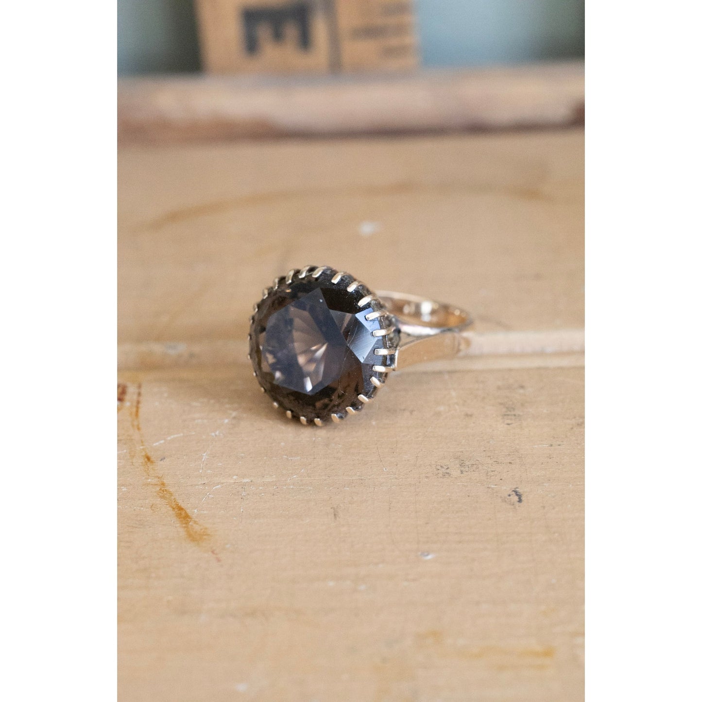 Vintage 1960's 14K Yellow Gold Smoky Quart Statement Ring