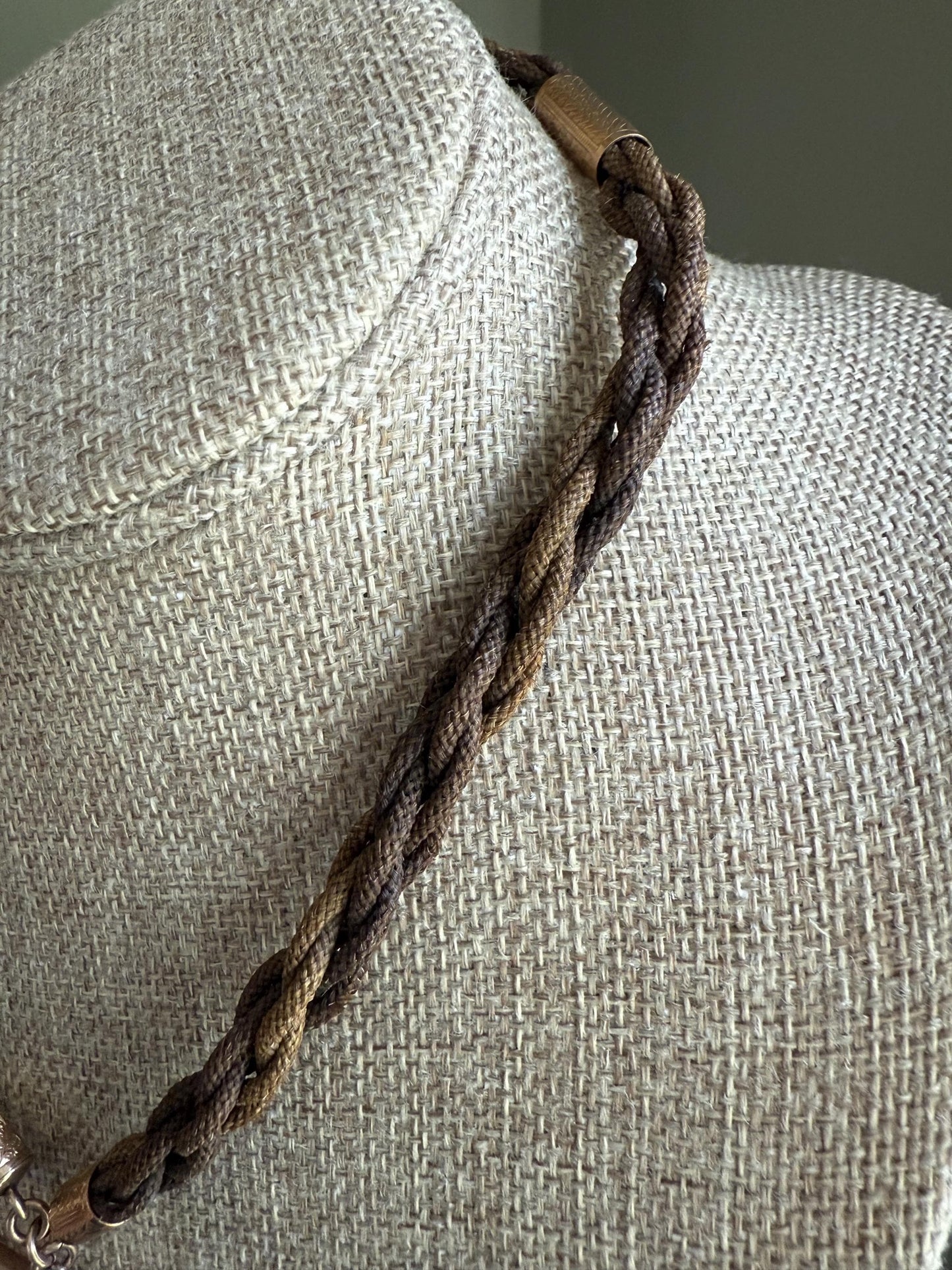 c1880 Victorian Gold Filled Woven Hair Watch Chain