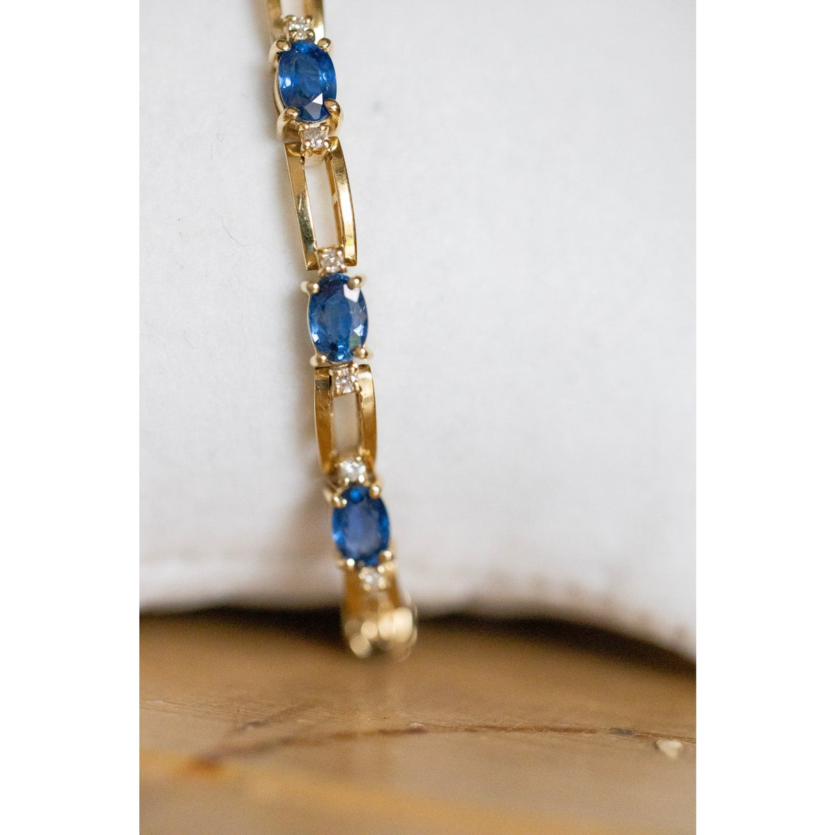 A Vintage Natural Sapphire and Diamond 14K Yellow Gold Bracelet