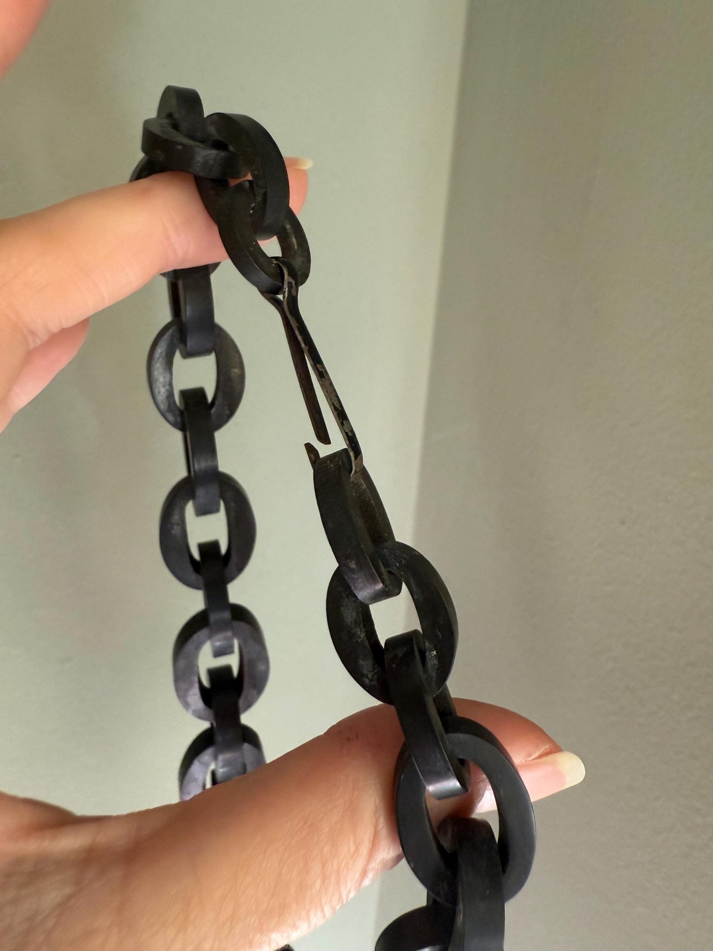 Antique Victorian Hand Carved Whitby Jet Huge Locket on Chain