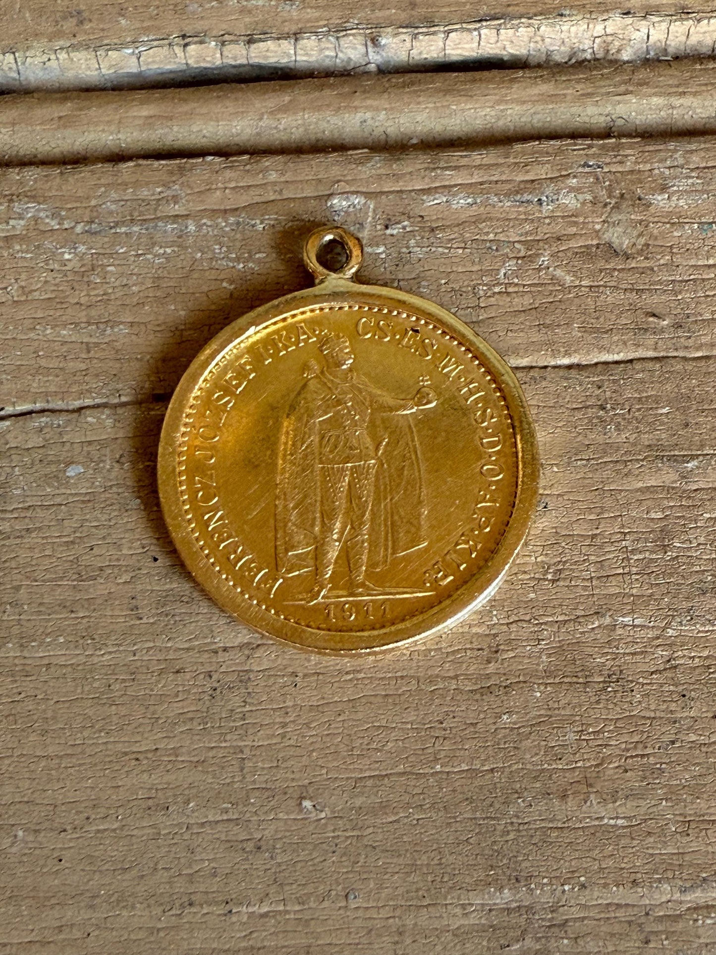 Österreich Ungarn Kaiserreich 10 Korona Gold 1911 Gold Coin Pendant Kaiser Franz Joseph 1848-1916 Austria Hungary