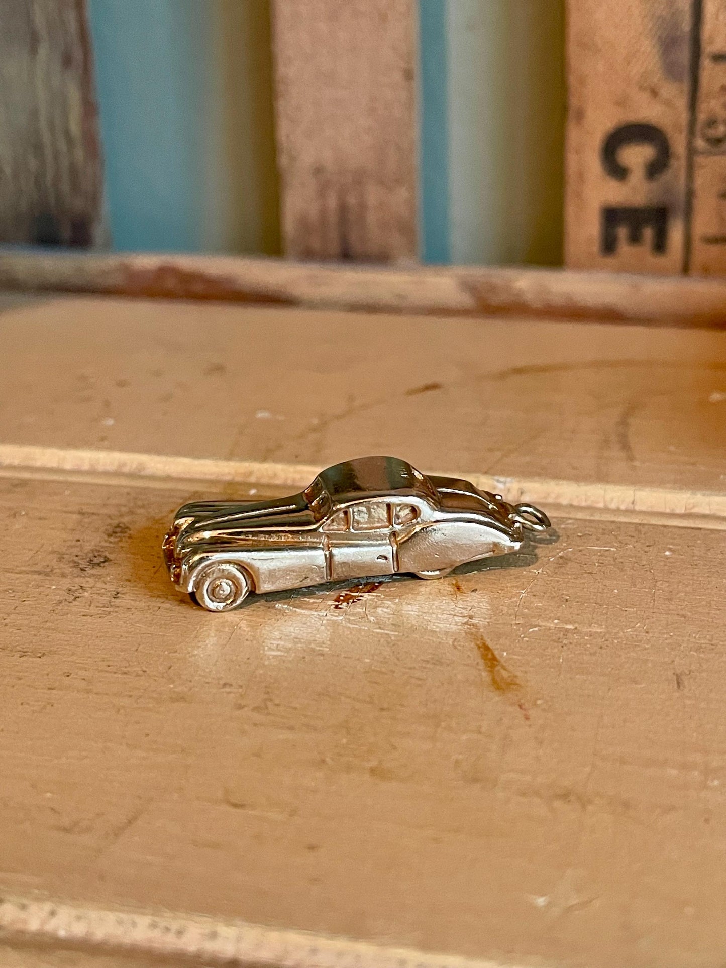 Vintage 1950's Solid 14K Yellow Gold Car Charm Pendant