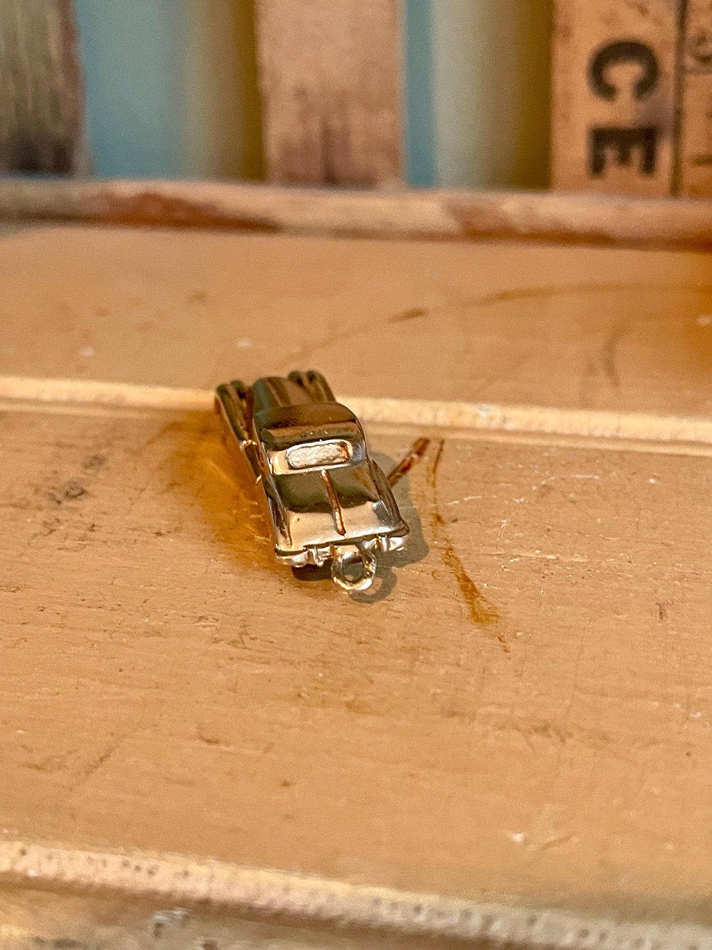 Vintage 1950's Solid 14K Yellow Gold Car Charm Pendant