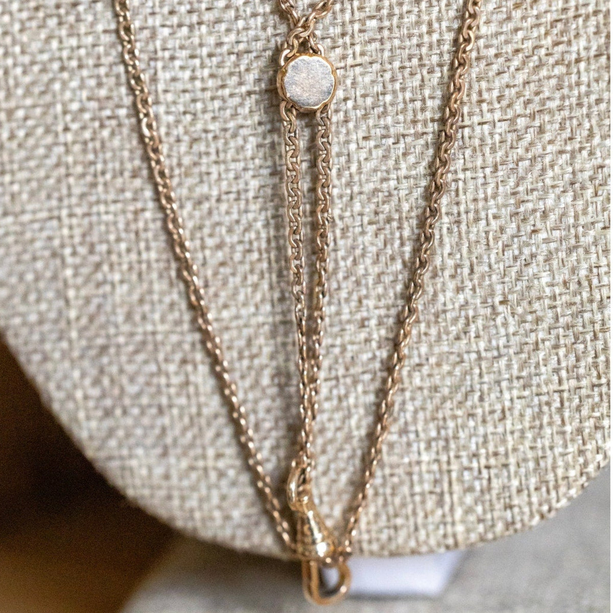 c1895 Gold Filled Victorian Antique Watch Chain with Opal Set Slide and Dog Clip